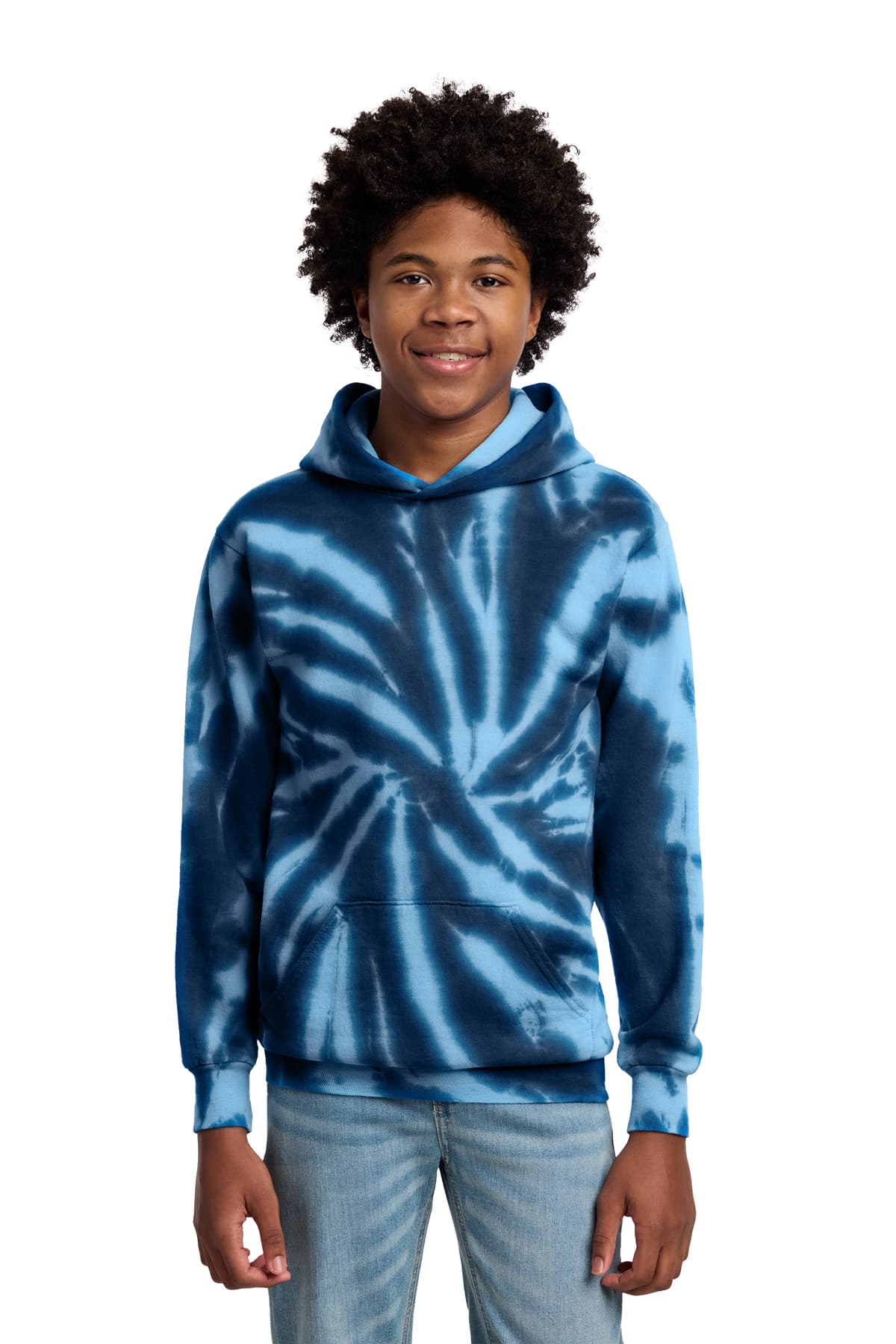 Port & Co  Youth Tie-Dye Pullover Hooded Sweatshirt — Navy