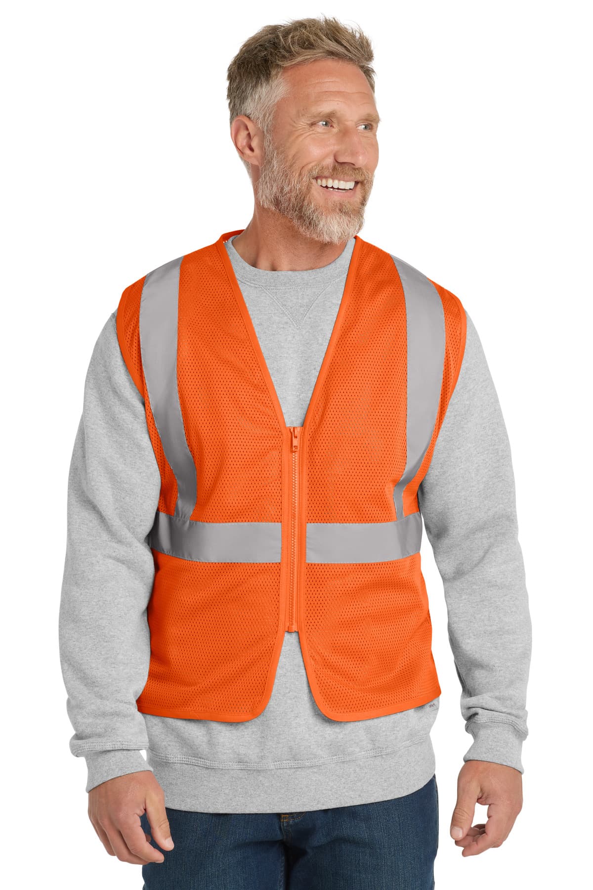 CornerStone ® ANSI 107 Class 2 Economy Mesh Zippered Vest — Safety Orange