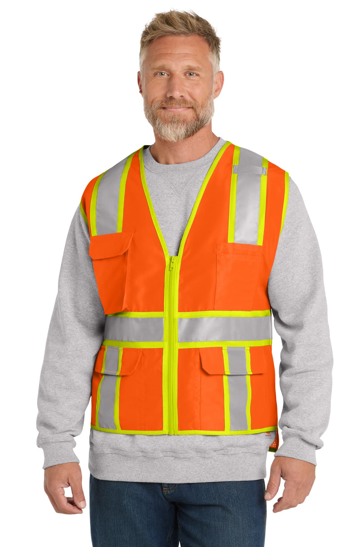 CornerStone ® ANSI 107 Class 2 Surveyor Zippered Two-Tone Vest — Safety Orange