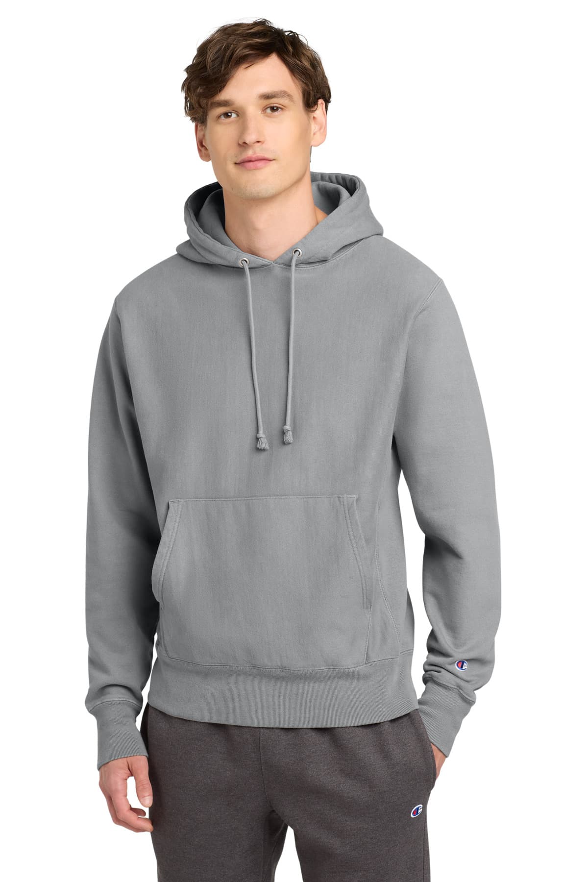 Champion ® Reverse Weave ® Garment-Dyed Hooded Sweatshirt — Concrete