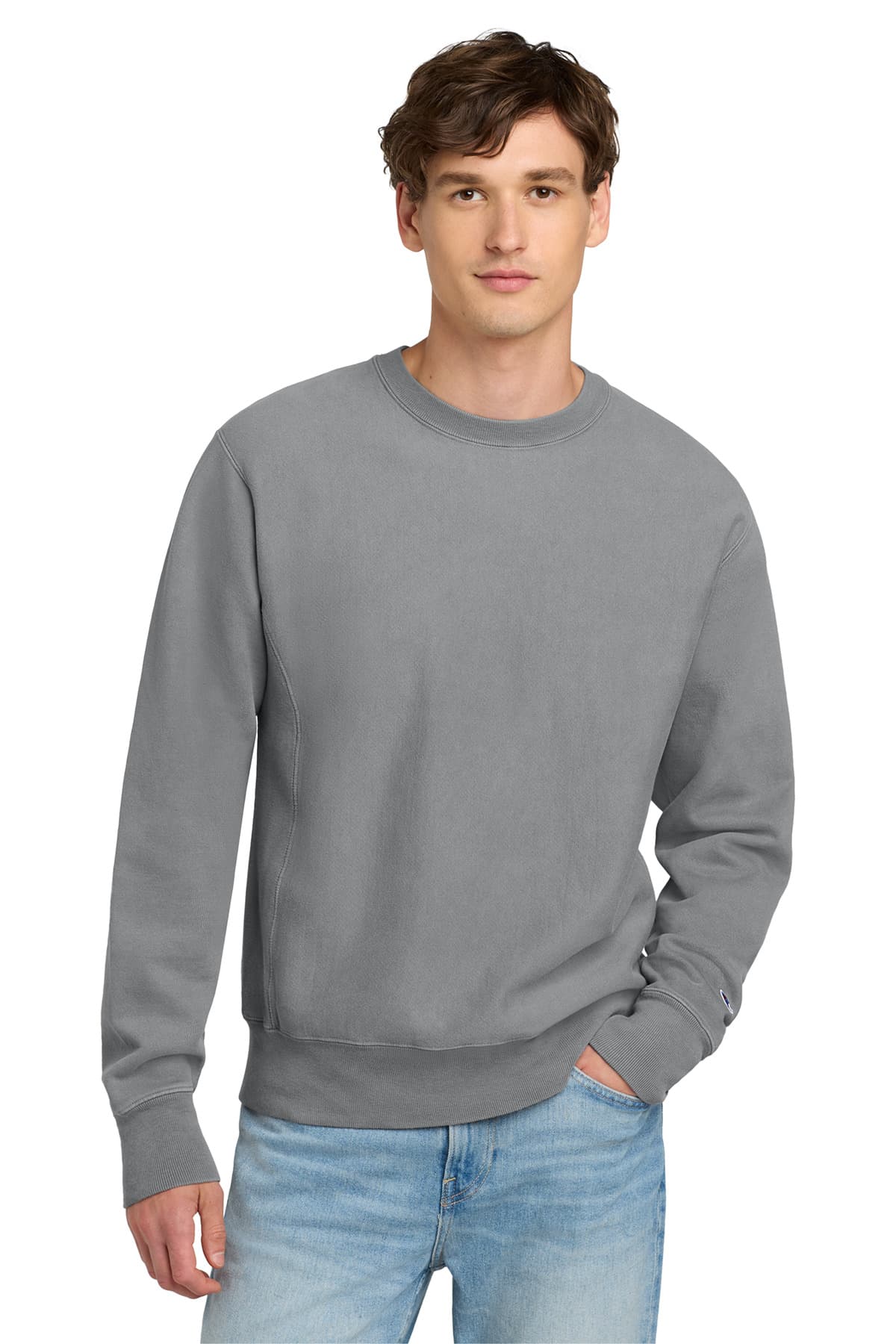 Champion ® Reverse Weave ® Garment-Dyed Crewneck Sweatshirt — Concrete