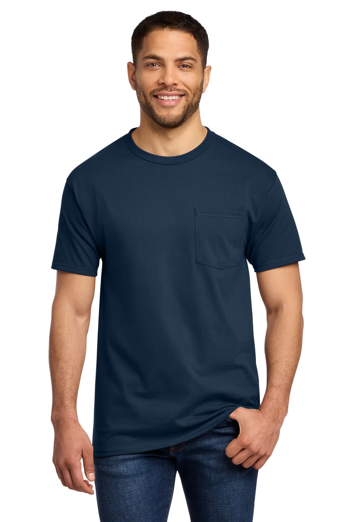 Port & Co  Tall Essential Pocket Tee — Navy