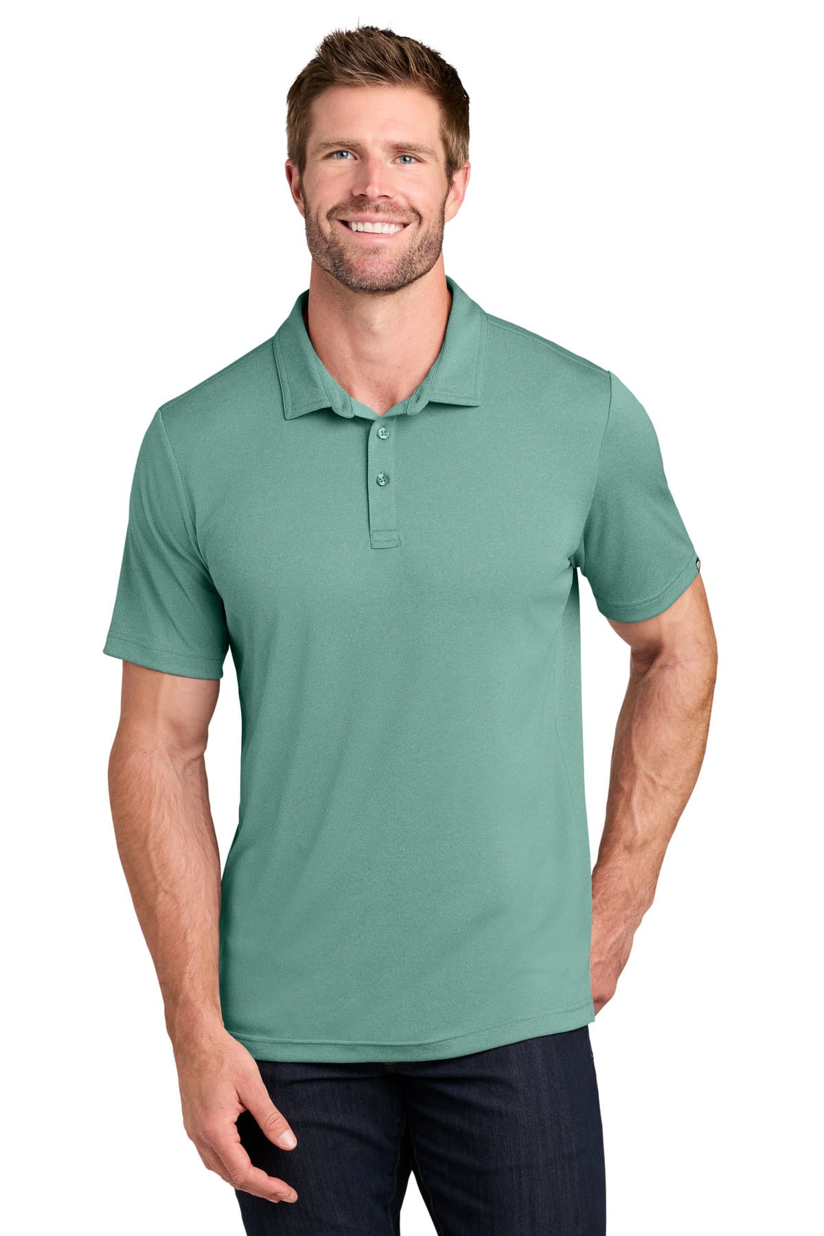 TravisMathew Coto Performance Polo — Beryl Green Heather