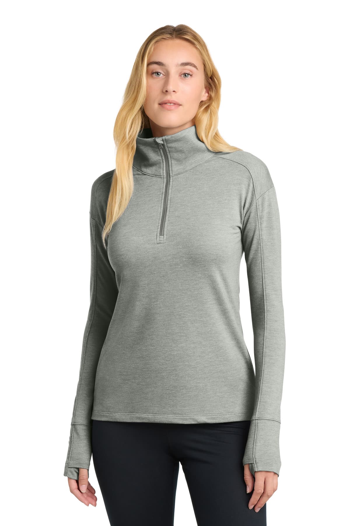 Sport-Tek ® Women's Sport-Wick ® Flex Fleece 1/4-Zip — Light Grey Heather