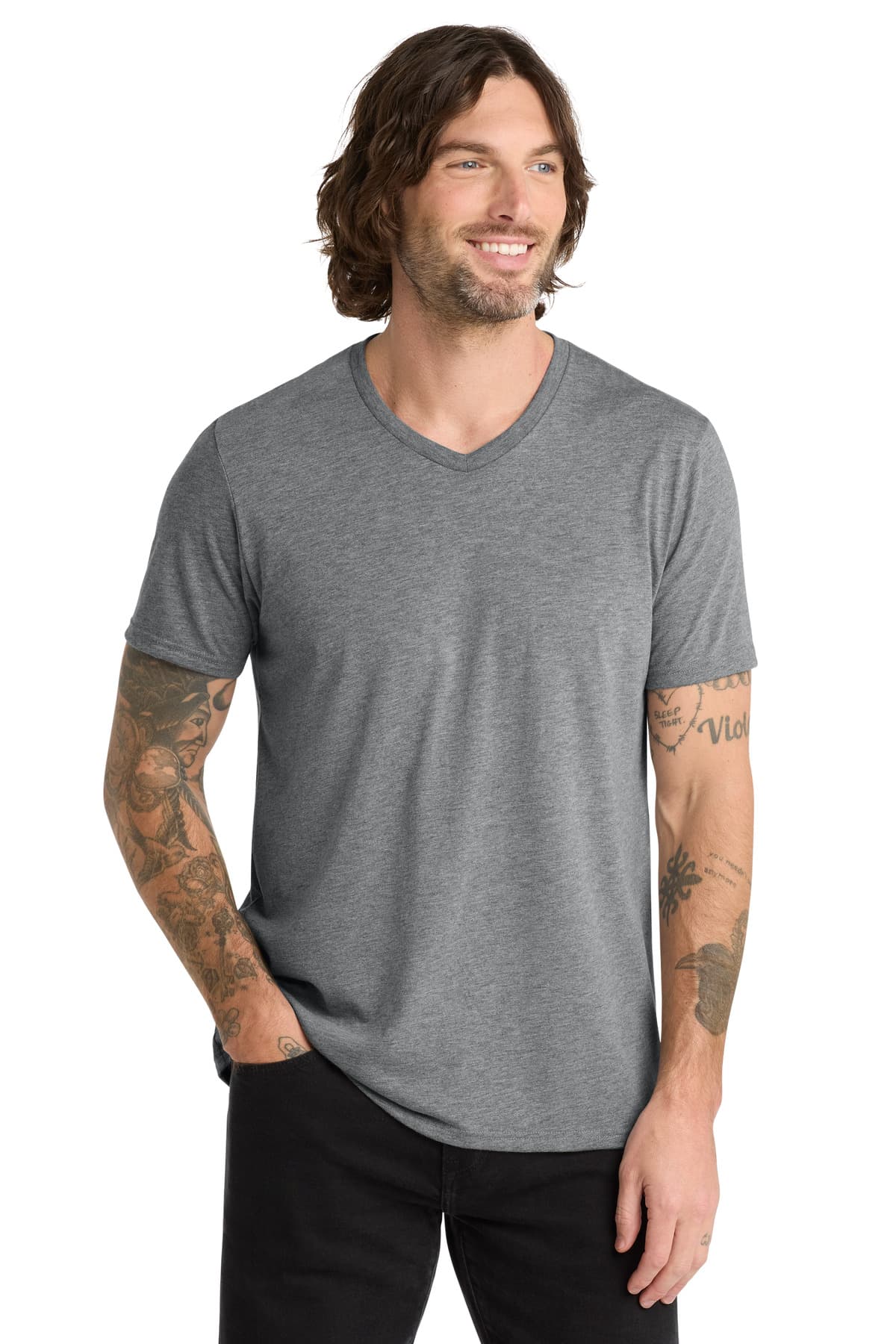 Allmade ® Unisex Tri-Blend V-Neck Tee — Aluminum Grey