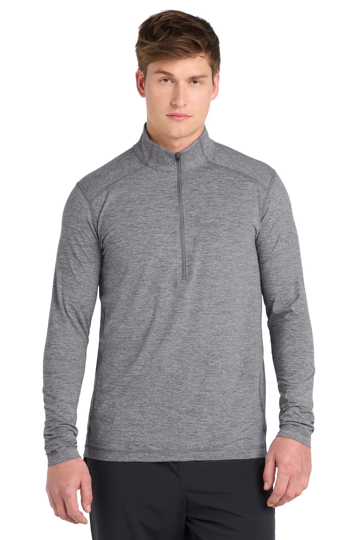 Sport-Tek ® Exchange 1.5 Long Sleeve 1/2-Zip — Grey Heather