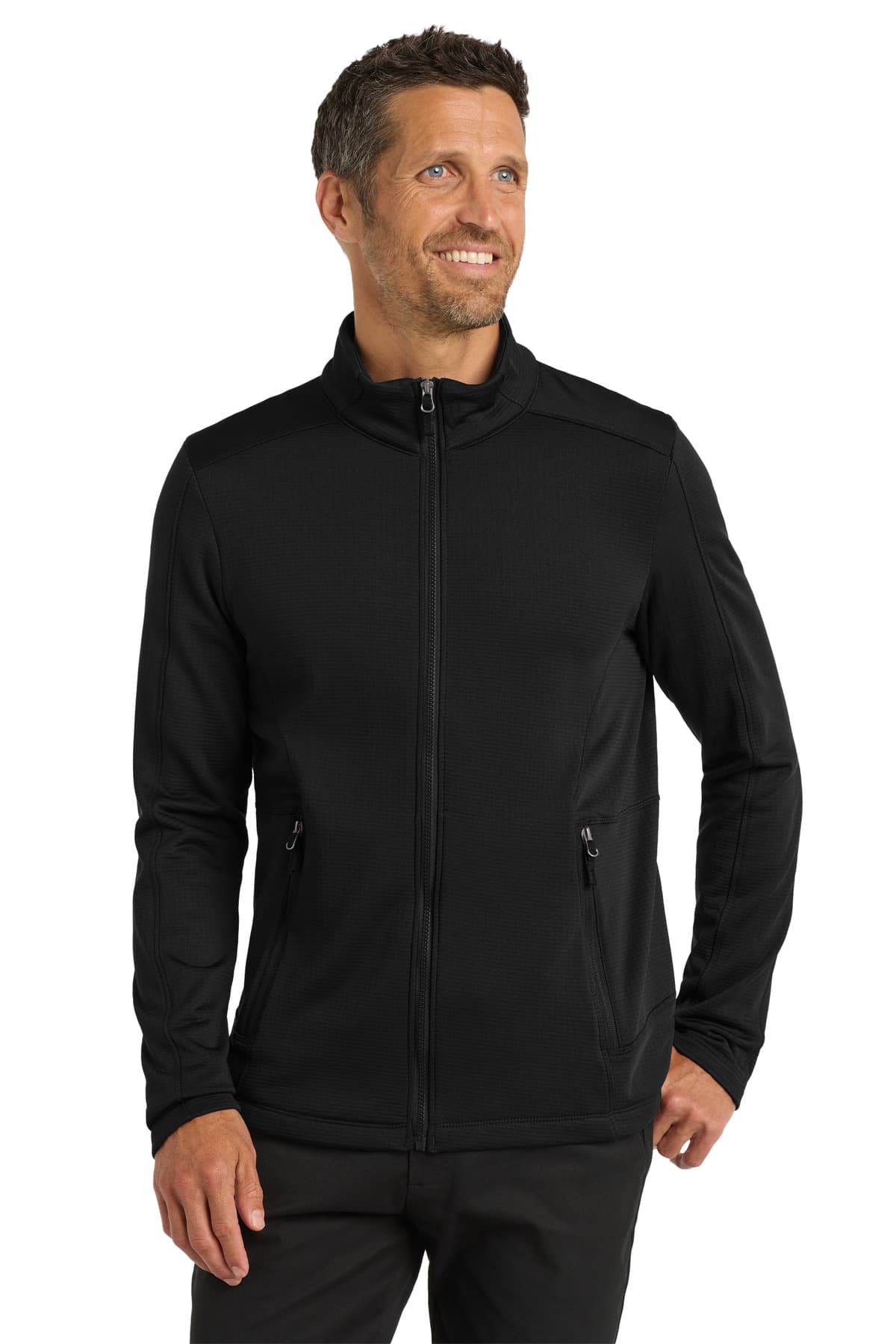 Port Authority ® Grid Fleece Jacket — Deep Black