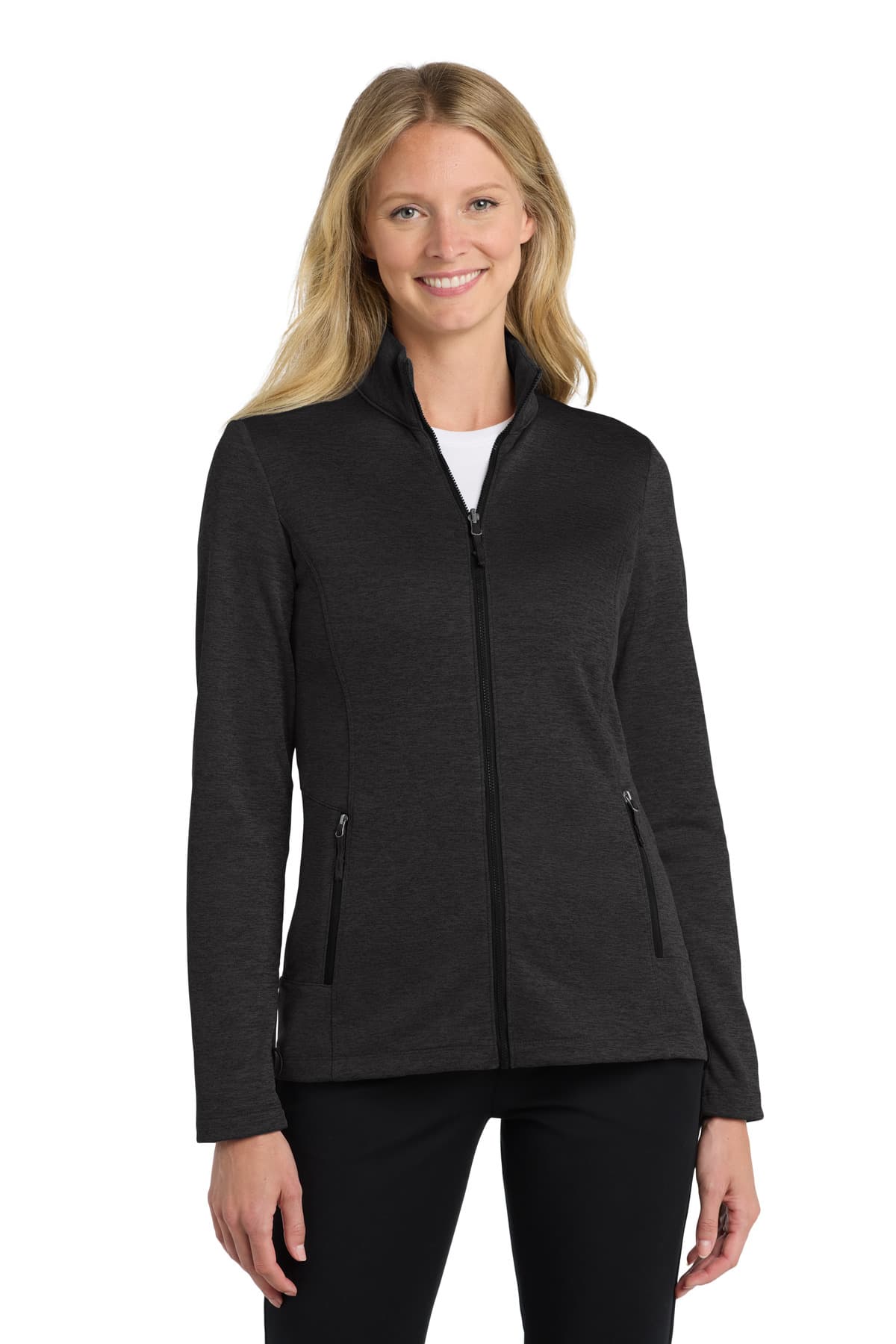 Port Authority ® Women's Collective Striated Fleece Jacket — Deep Black Heather