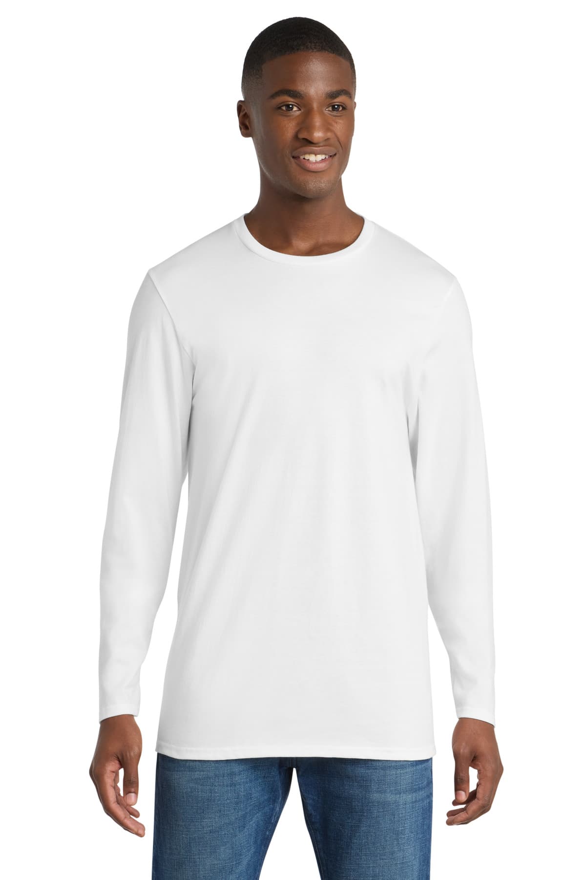 Port & Co  Long Sleeve Bouncer Tee — White