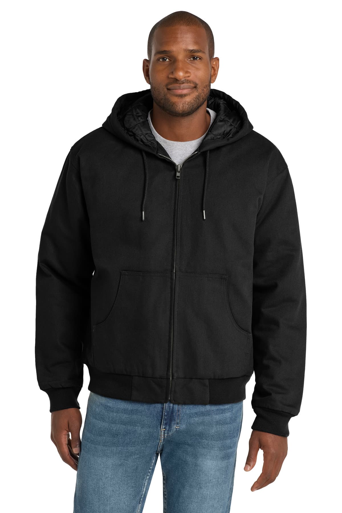 CornerStone ® - Duck Cloth Hooded Work Jacket — Black