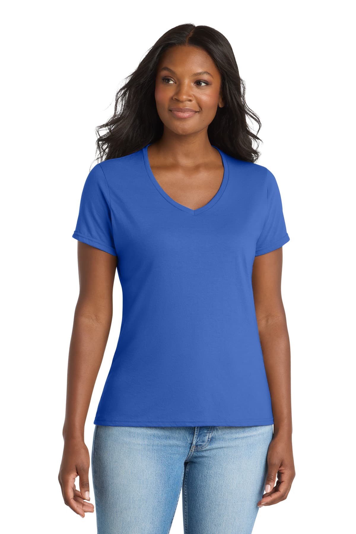 Port & Co  Women's Performance Blend V-Neck Tee — True Royal