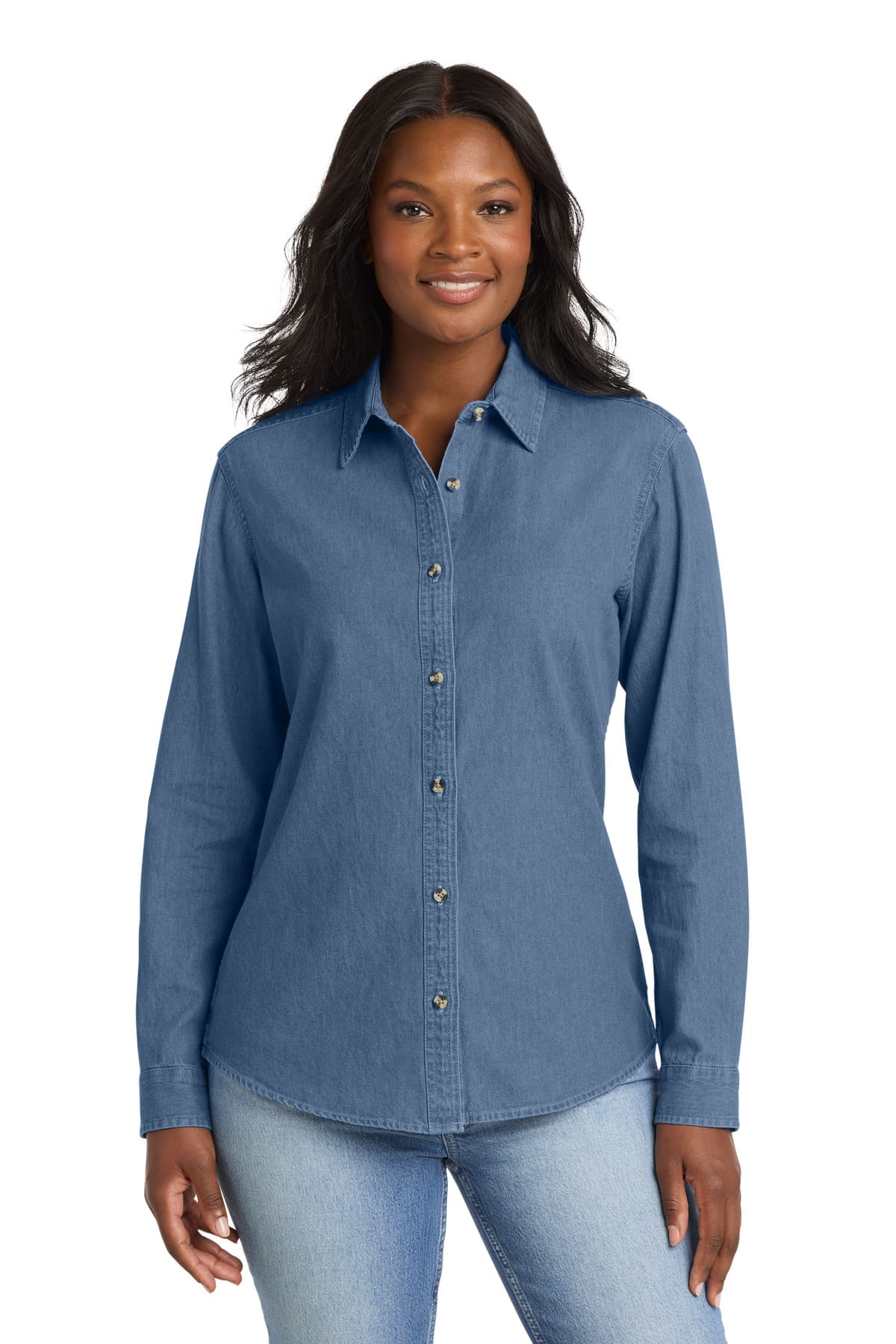 Port & Co  Women's Long Sleeve Value Denim Shirt