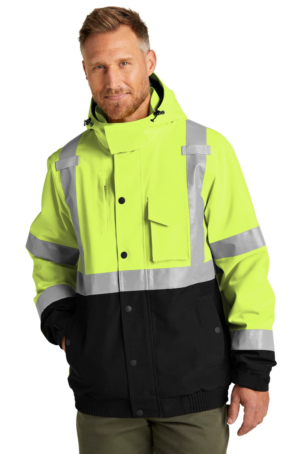 CornerStone ® ANSI 107 Class 3 Waterproof Insulated Ripstop Bomber Jacket — Safety Yellow