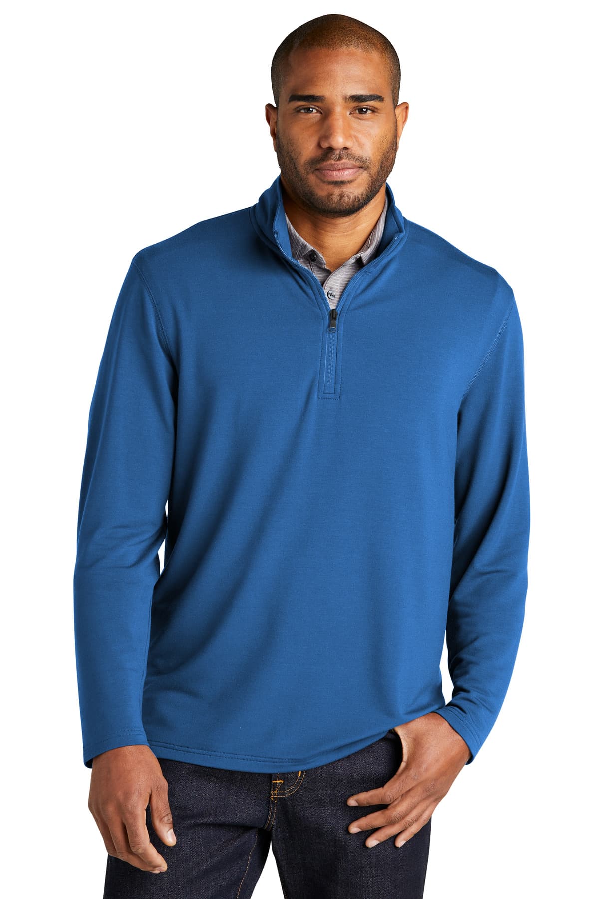 Port Authority ® Microterry 1/4-Zip Pullover — Aegean Blue