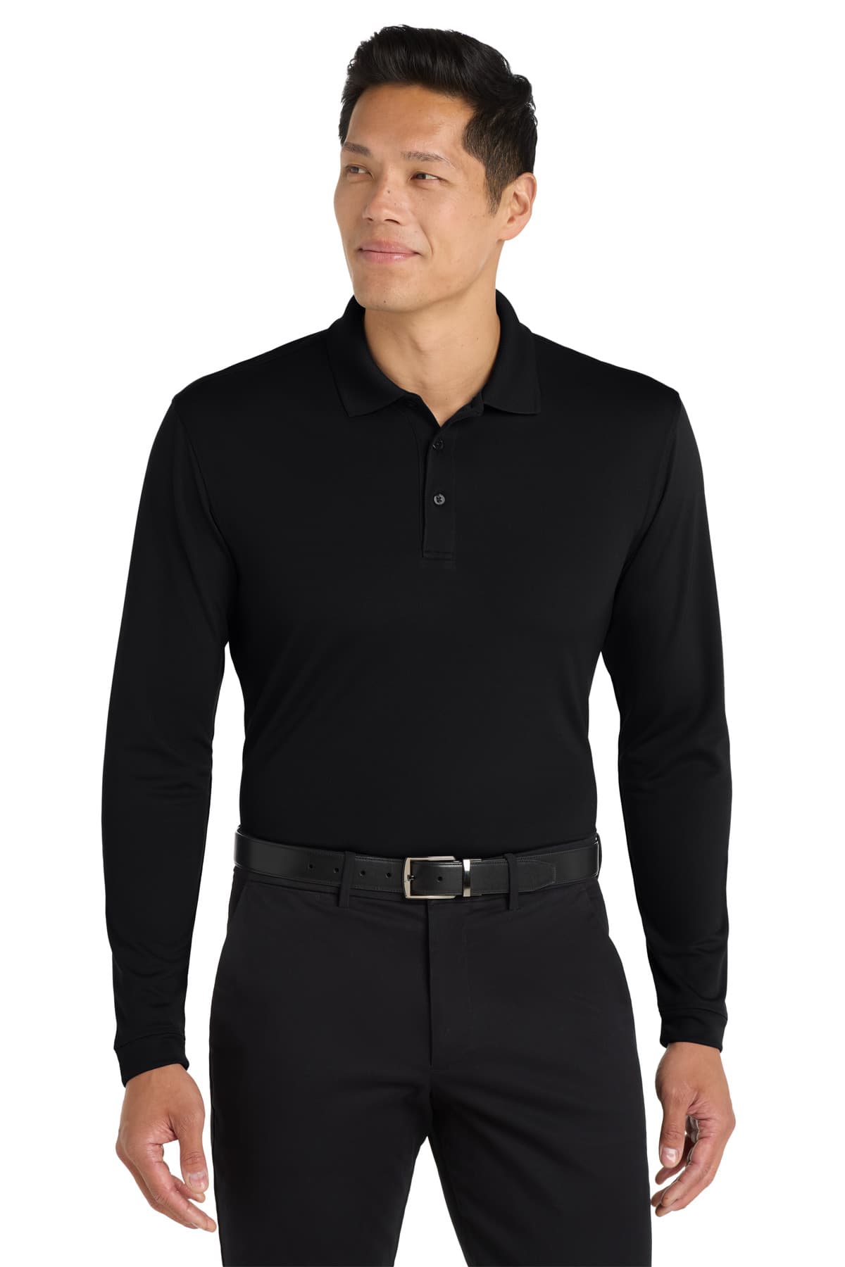 Port Authority ® Dry Zone ® UV Micro-Mesh Long Sleeve Polo — Deep Black