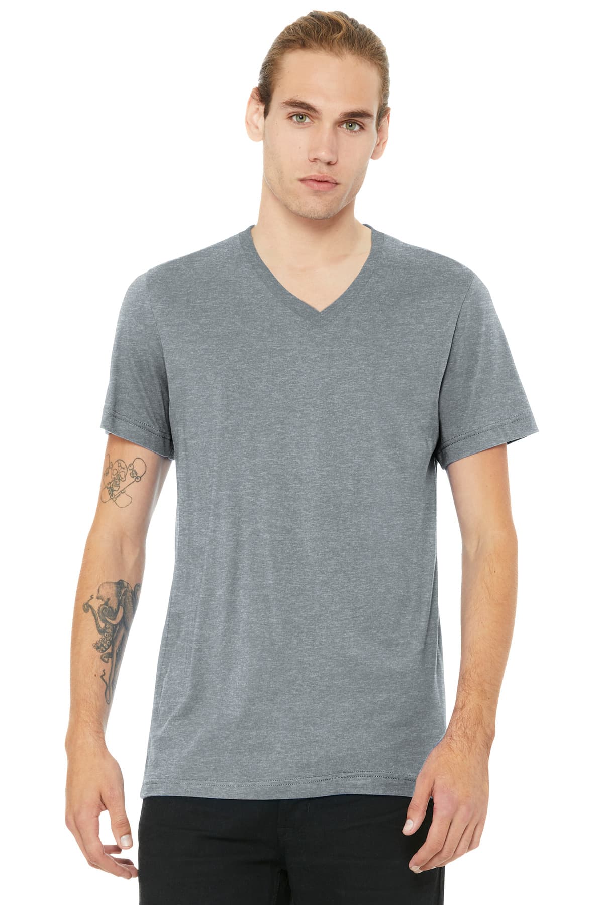 BELLA+CANVAS ® Unisex Heather CVC V-Neck Tee — Athletic Heather