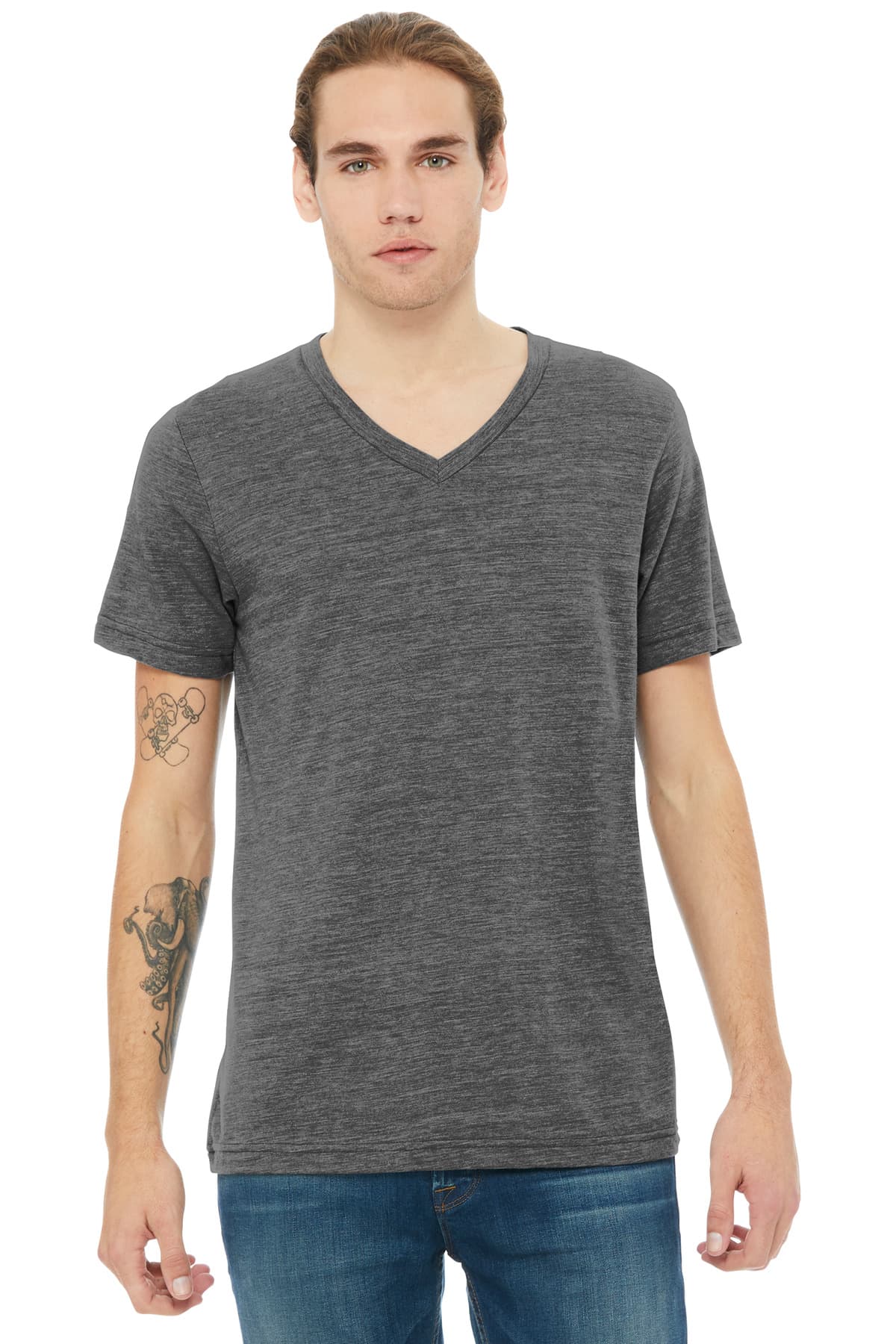 BELLA+CANVAS ® Unisex Textured Jersey V-Neck Tee — Asphalt Slub