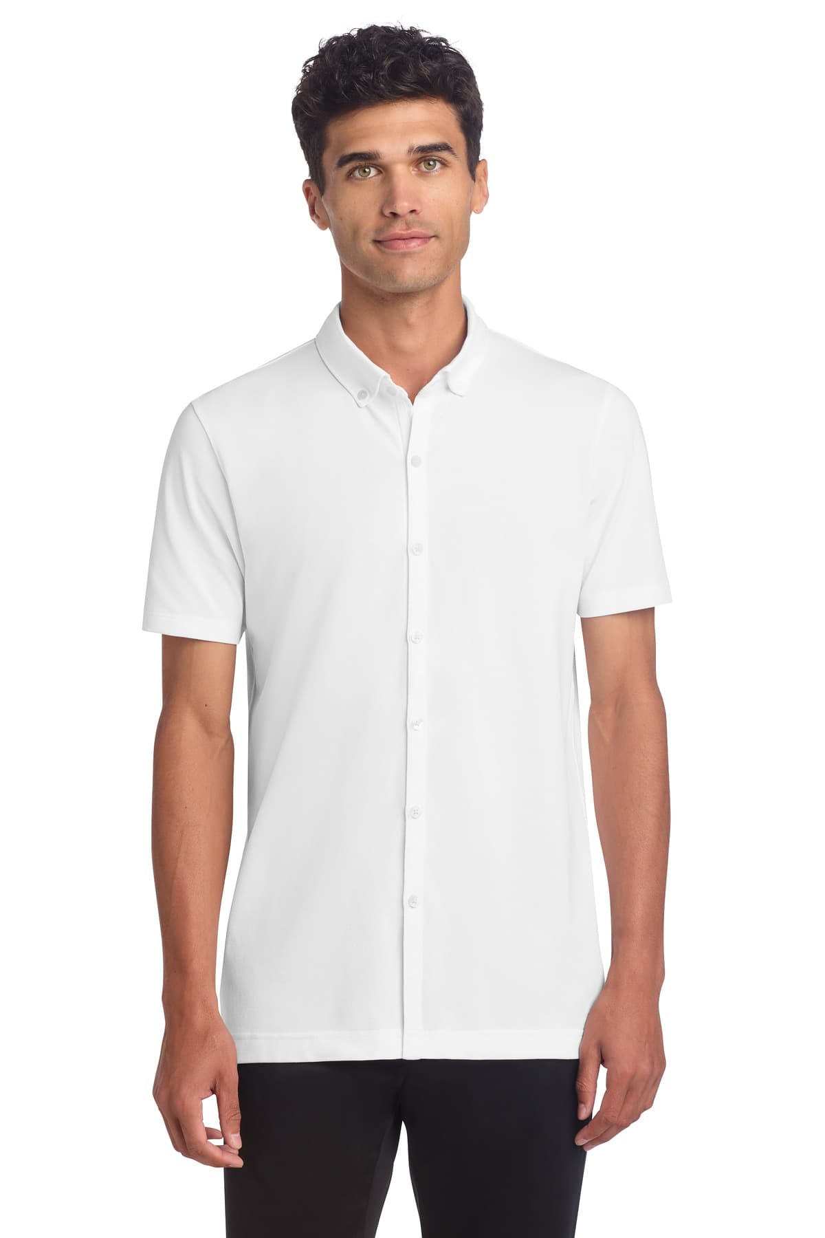 Mercer+Mettle ® Stretch Pique Full-Button Polo — White