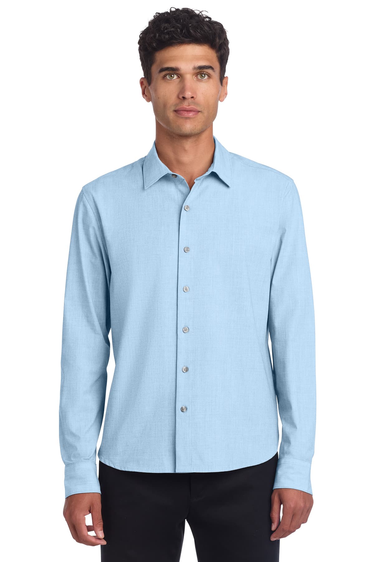 Mercer+Mettle ® Long Sleeve Stretch Woven Shirt — Air Blue End On End