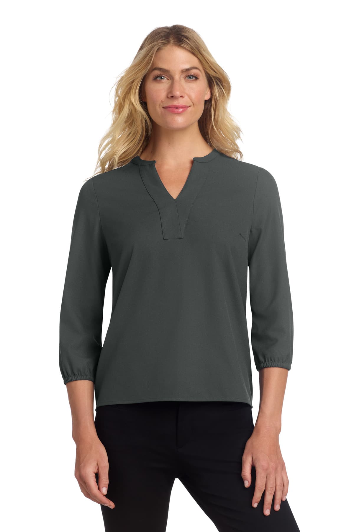 Mercer+Mettle ® Women's Stretch Crepe 3/4-Sleeve Blouse — Anchor Grey