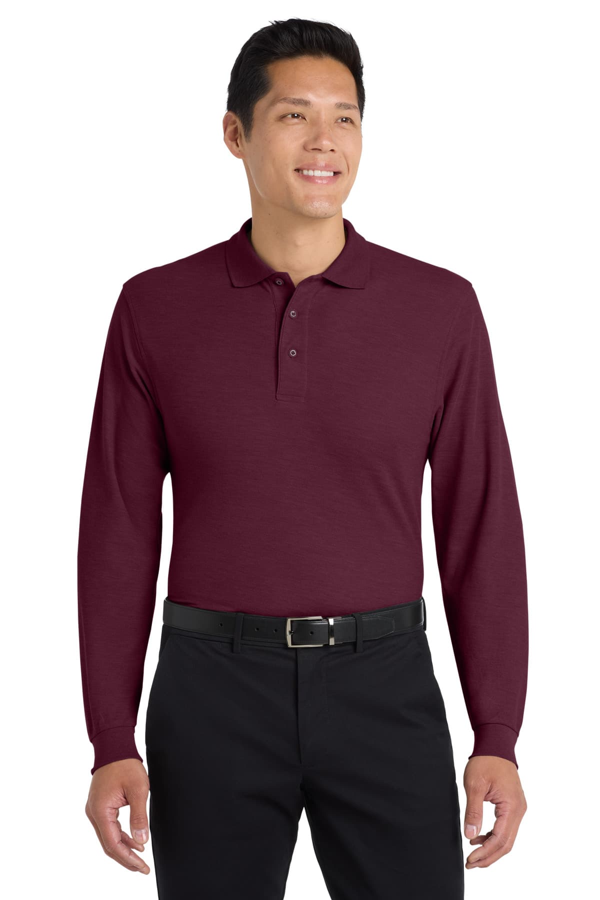 Port Authority ® Silk Touch Long Sleeve Polo — Burgundy