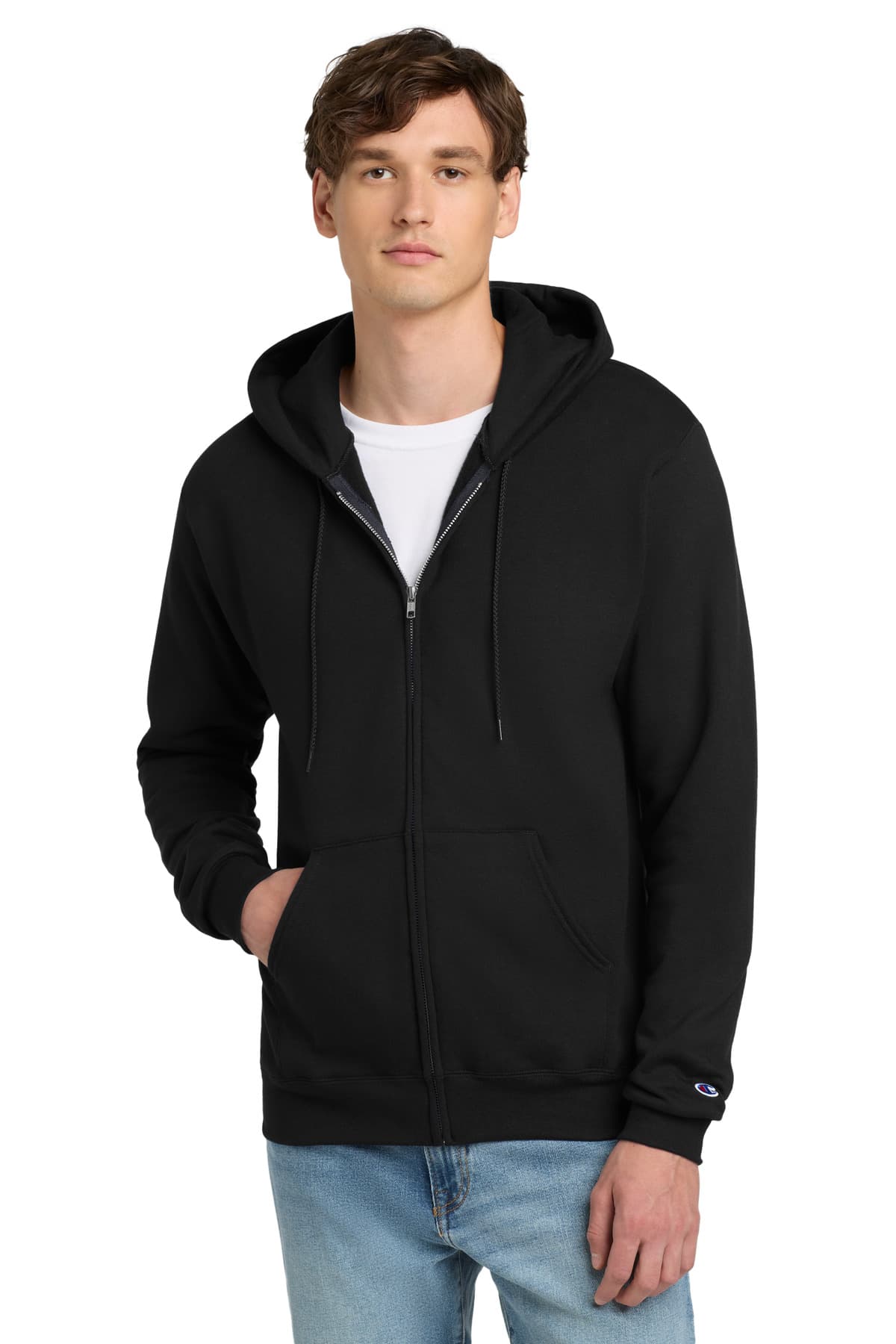 Champion ® Powerblend ® Full-Zip Hoodie — Black