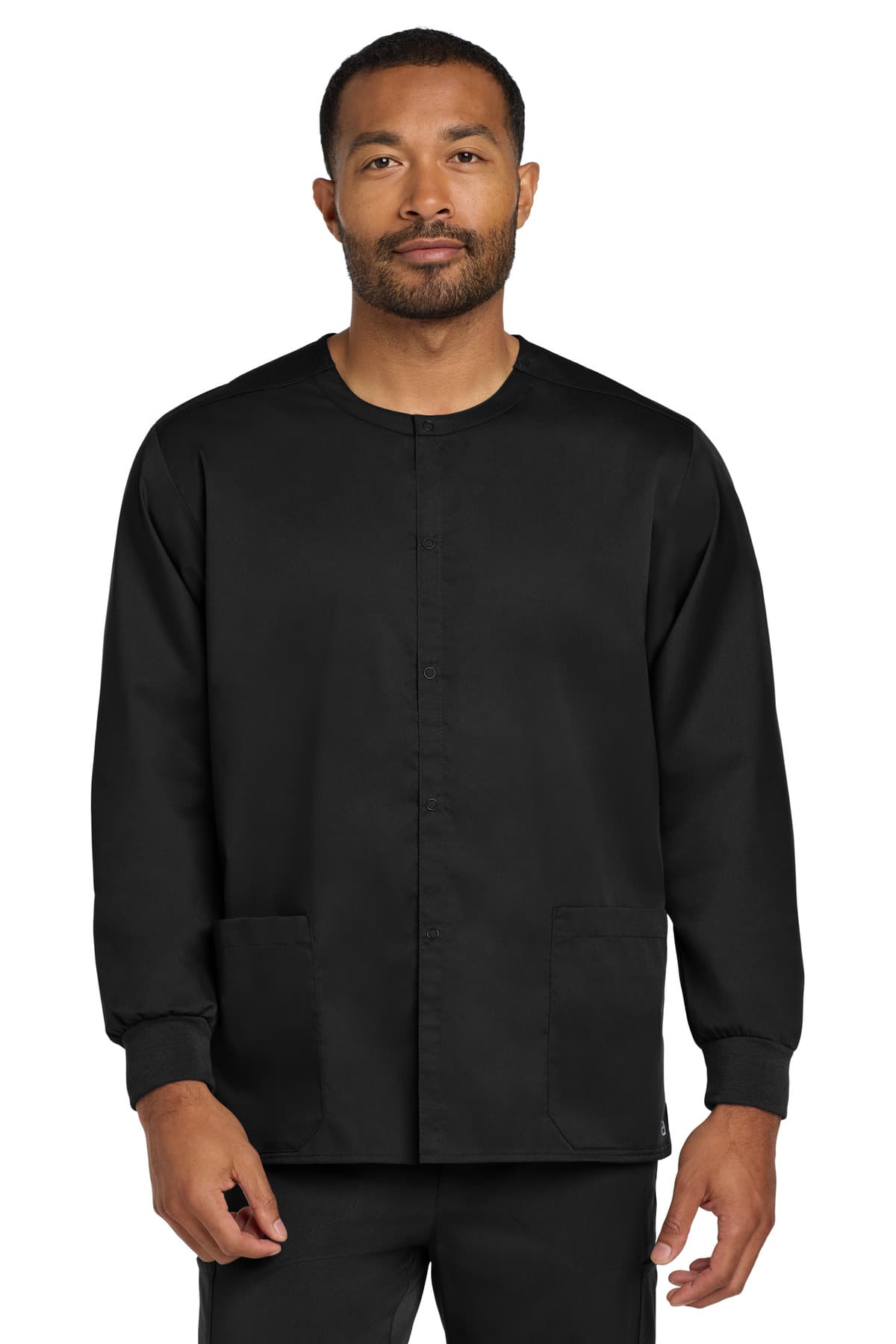 Wink ® Unisex WorkFlex Snap-Front Scrub Jacket — Black