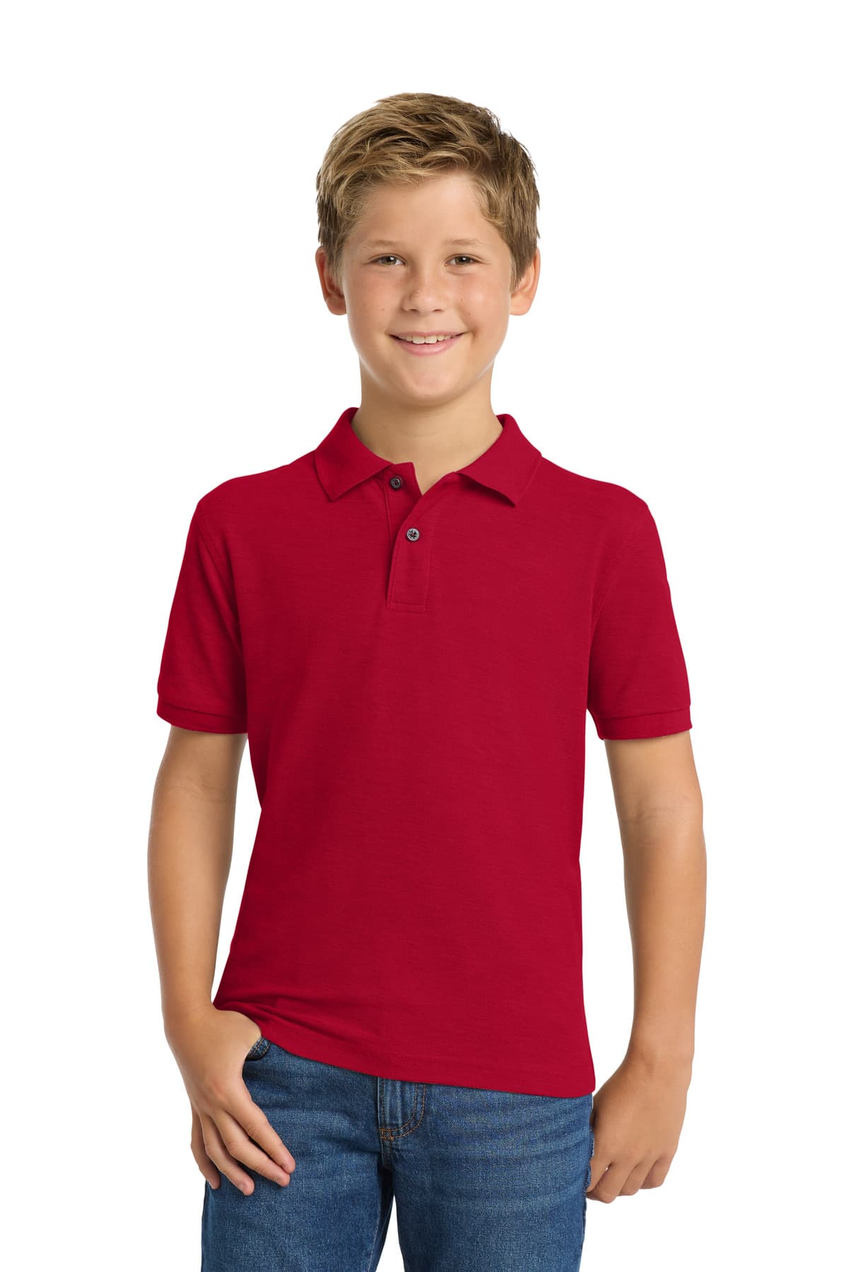 Port Authority ® Youth Silk Touch Polo — Red