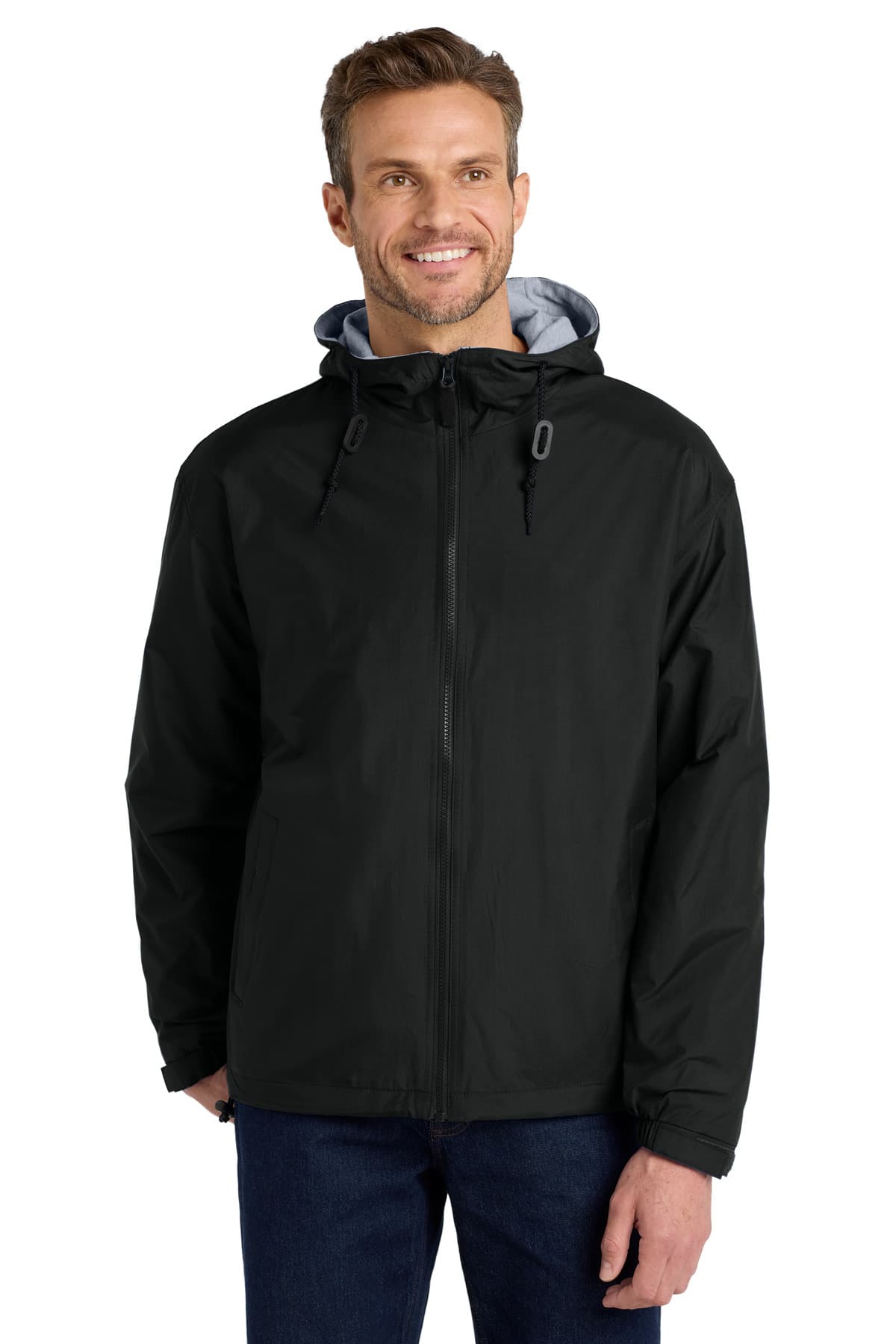 Port Authority ® Team Jacket — Black/ Light Oxford
