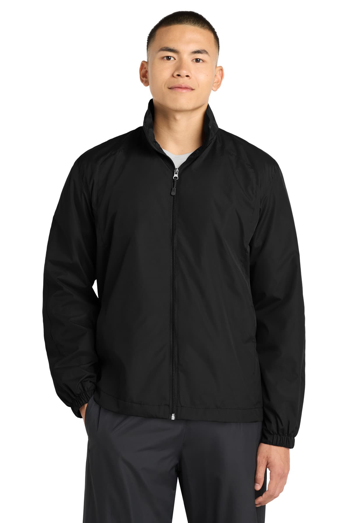 Sport-Tek ® Full-Zip Wind Jacket — Black