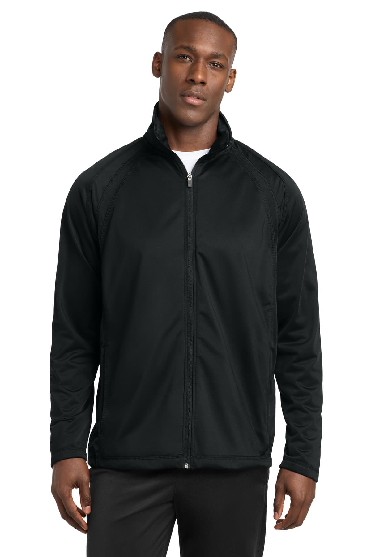 Sport-Tek ® Tricot Track Jacket — Black/ Black