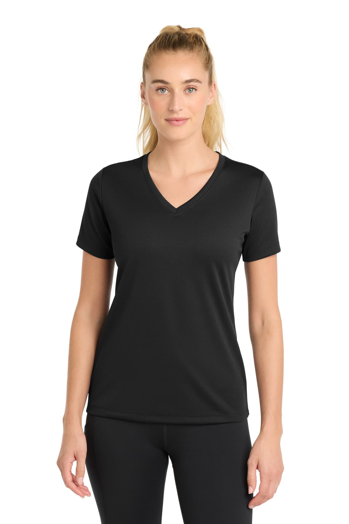 Sport-Tek ® Women's PosiCharge ® RacerMesh ® V-Neck Tee — Black