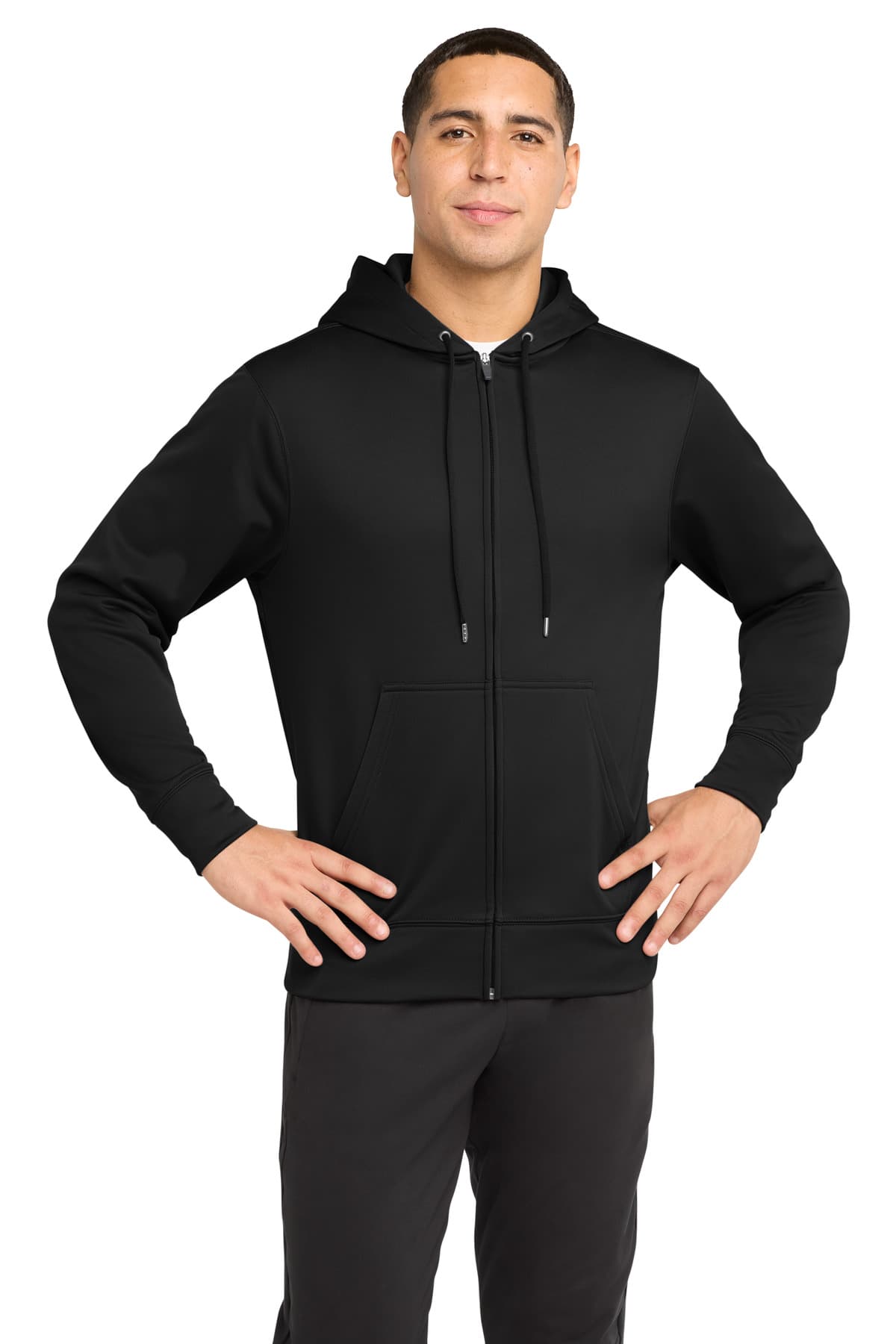 Sport-Tek ® Sport-Wick ® Fleece Full-Zip Hooded Jacket — Black