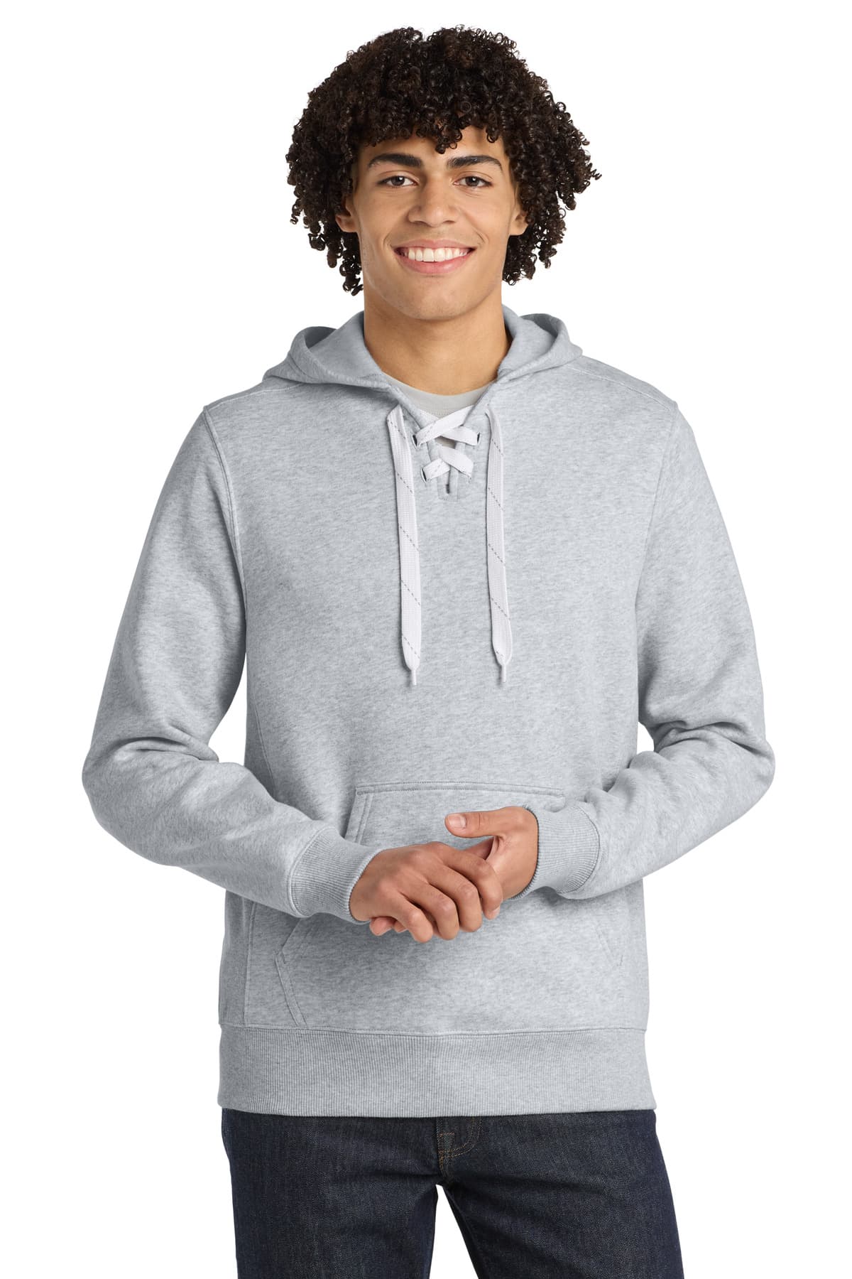 Sport-Tek ® Lace Up Pullover Hooded Sweatshirt — Athletic Heather