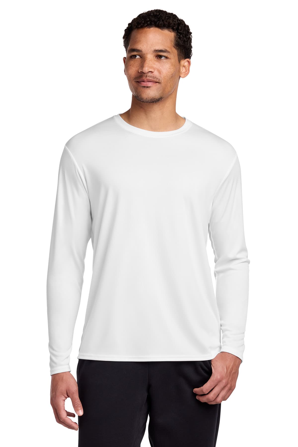 Port & Co  Long Sleeve Performance Tee — White