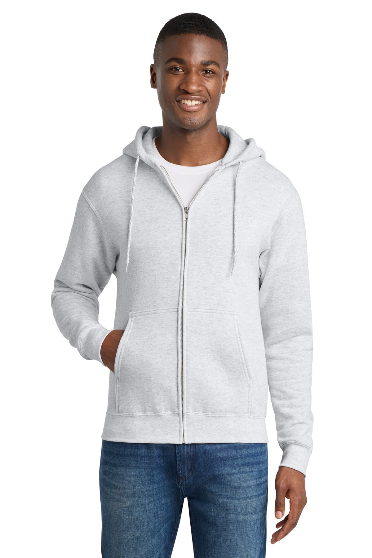 Port & Co  Core Fleece Full-Zip Hooded Sweatshirt — Ash