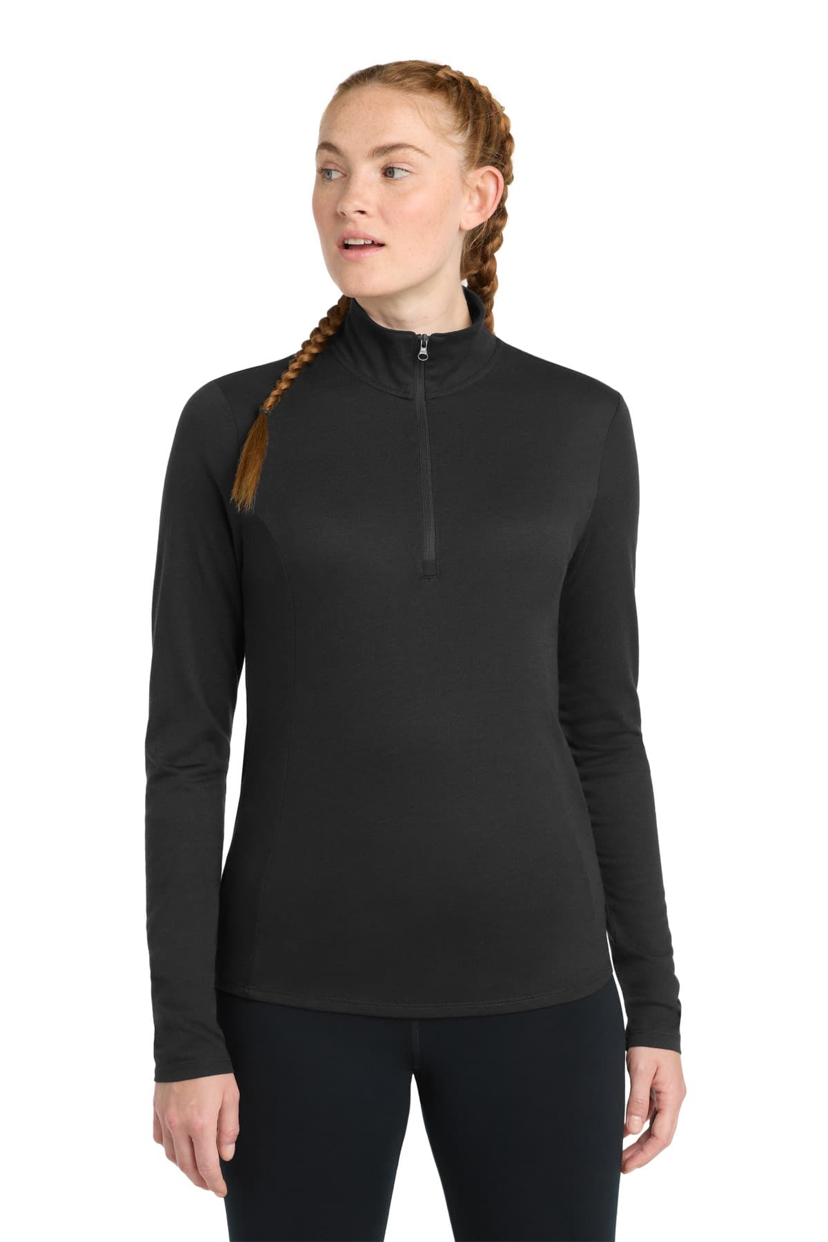 Sport-Tek ® Women's PosiCharge ® Tri-Blend Wicking 1/4-Zip Pullover — Black Triad Solid
