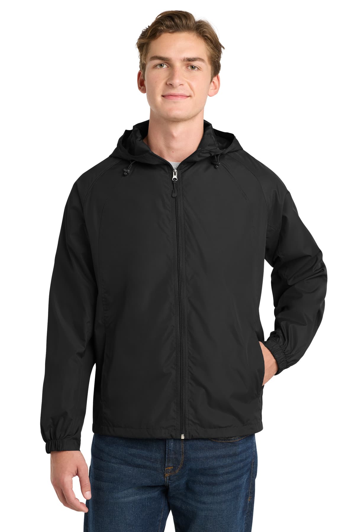 Sport-Tek ® Hooded Raglan Jacket — Black