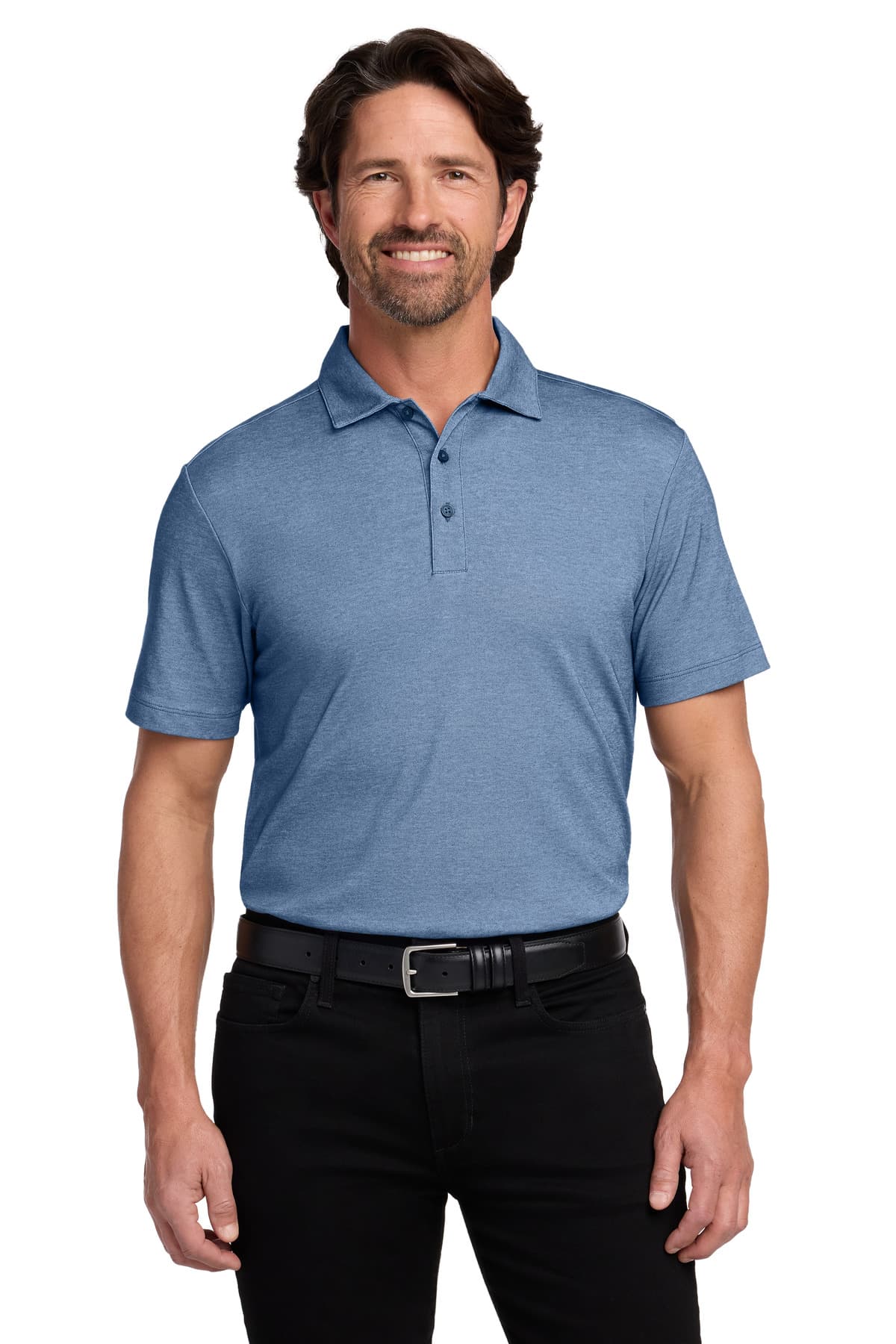 Port Authority ® Fine Pique Blend Polo — Aegean Blue Heather