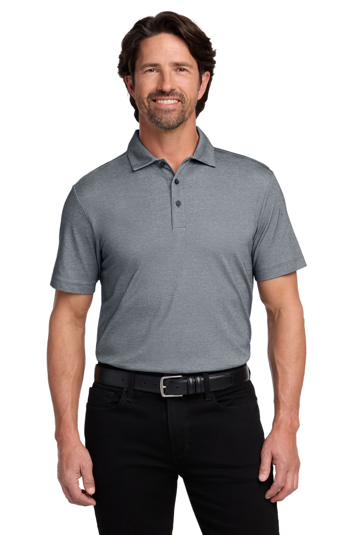 Port Authority ® Fine Pique Blend Polo — River Blue Navy Heather
