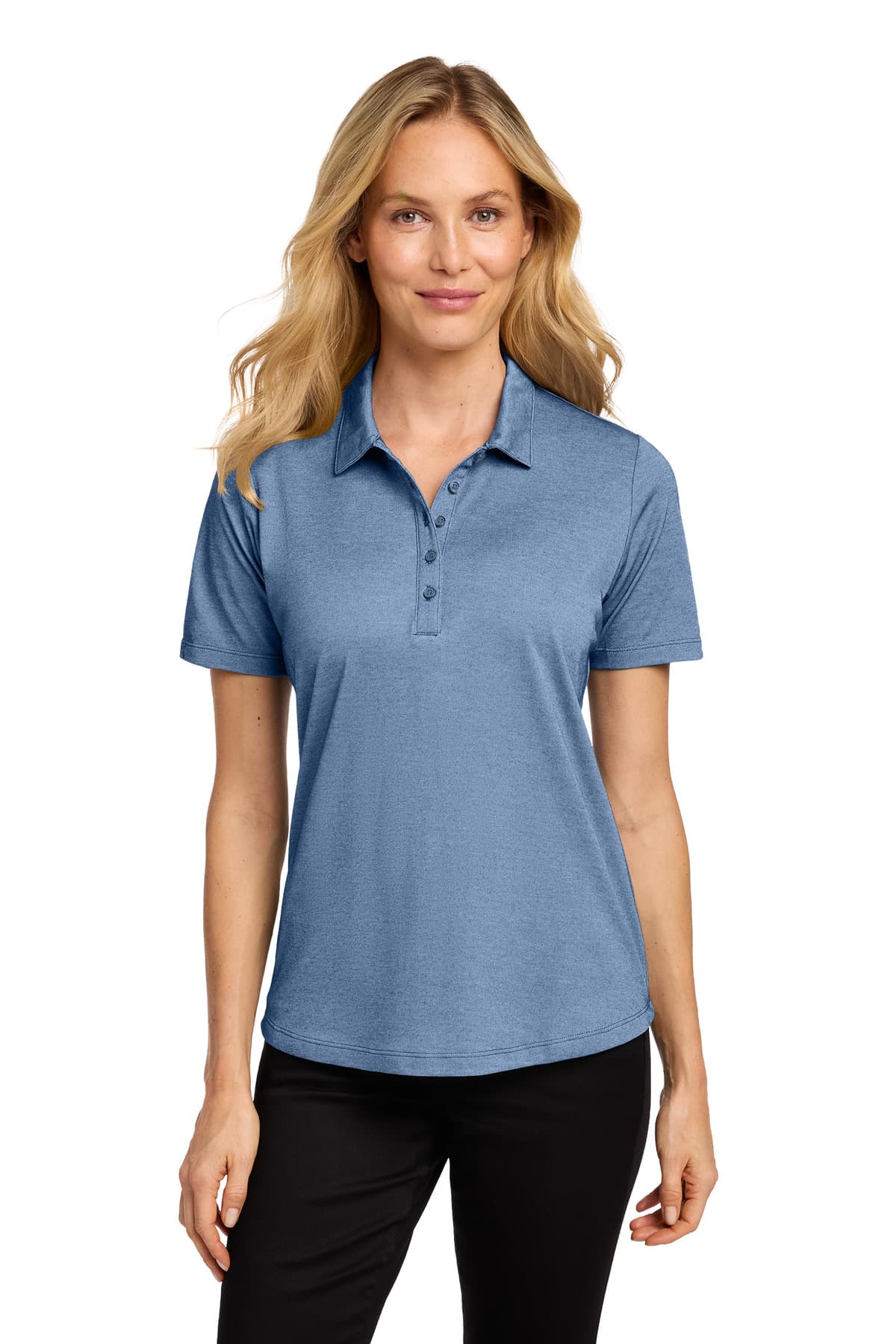 Port Authority ® Women's Fine Pique Blend Polo — Aegean Blue Heather