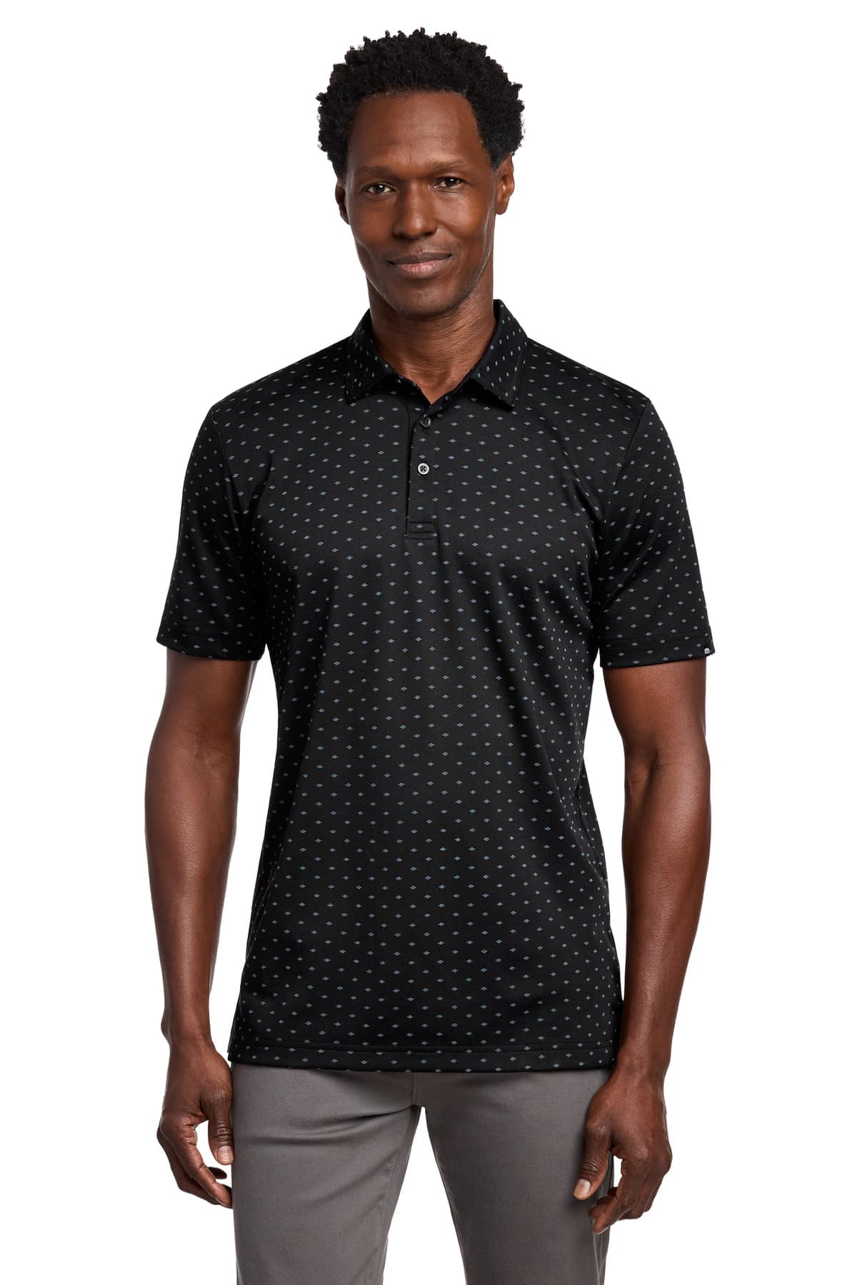 TravisMathew Oceanside Geo Polo — Black/ Aegean Blue
