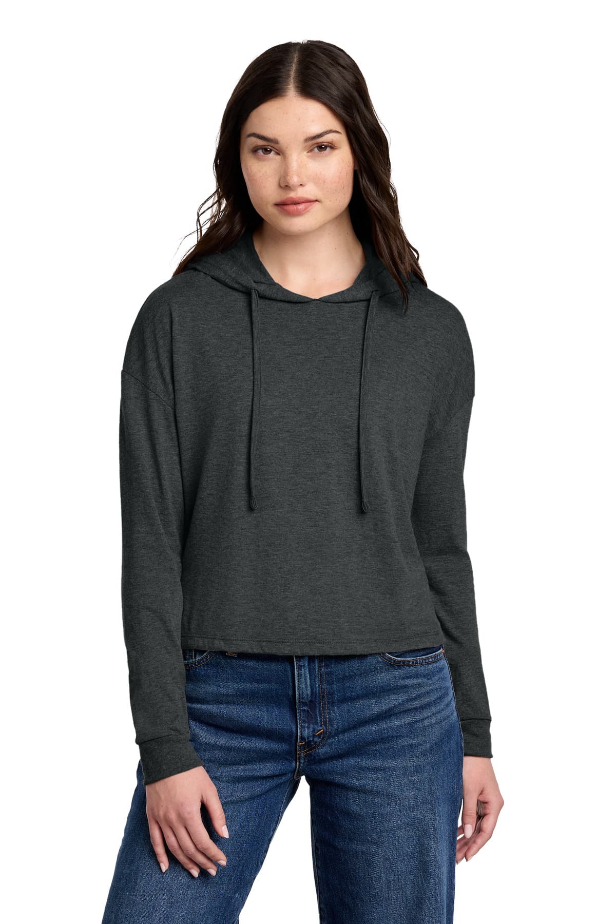 District ® Women's Perfect Tri ® Midi Long Sleeve Hoodie — Black Frost
