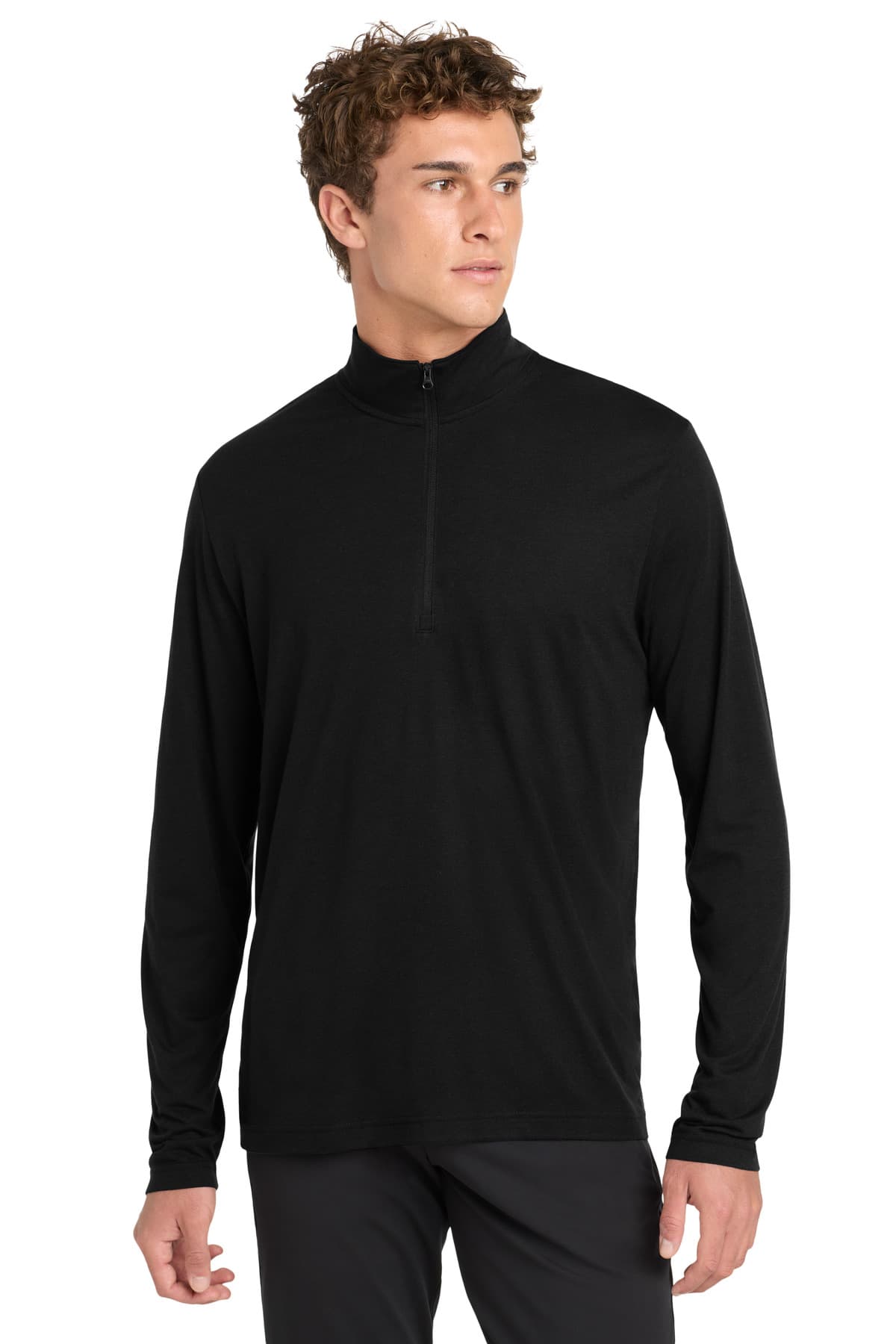 Sport-Tek ® PosiCharge ® Tri-Blend Wicking 1/4-Zip Pullover — Black Triad Solid