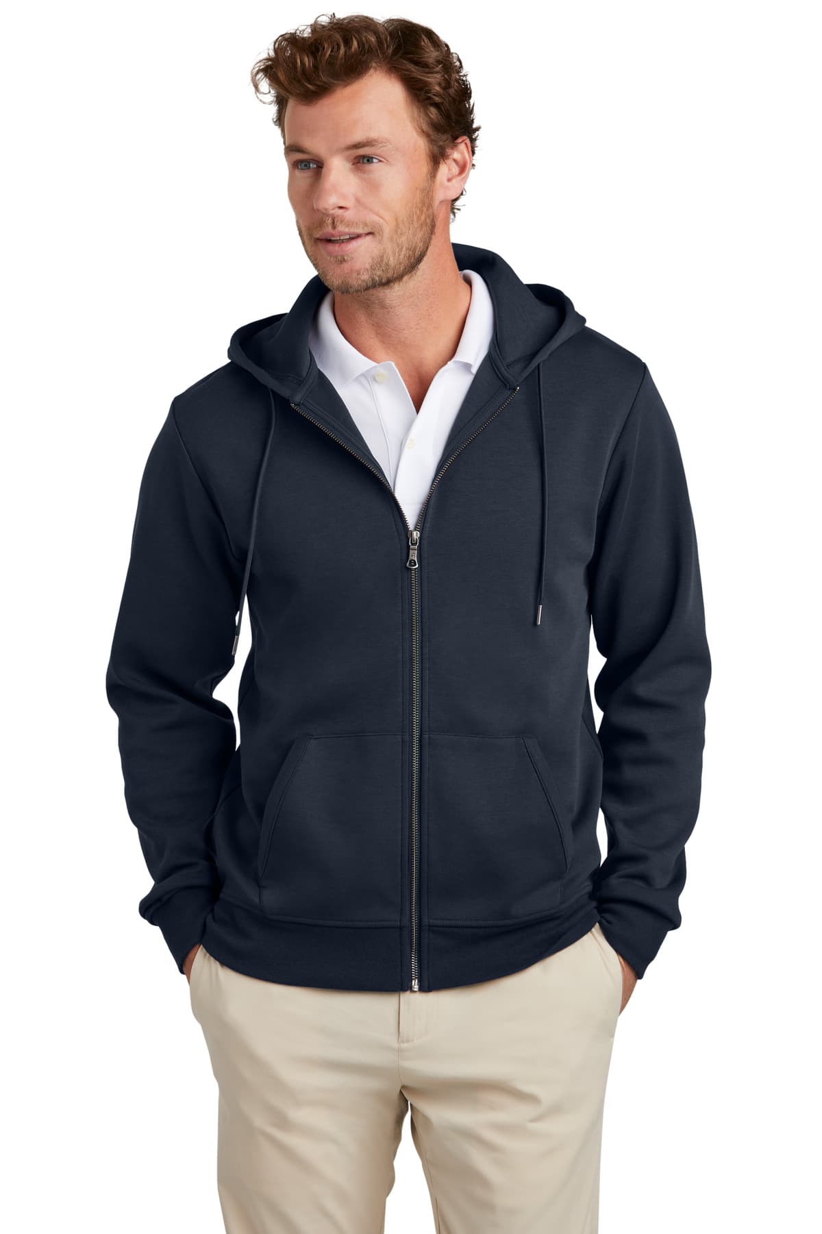 Brooks Brothers ® Double-Knit Full-Zip Hoodie — Night Navy