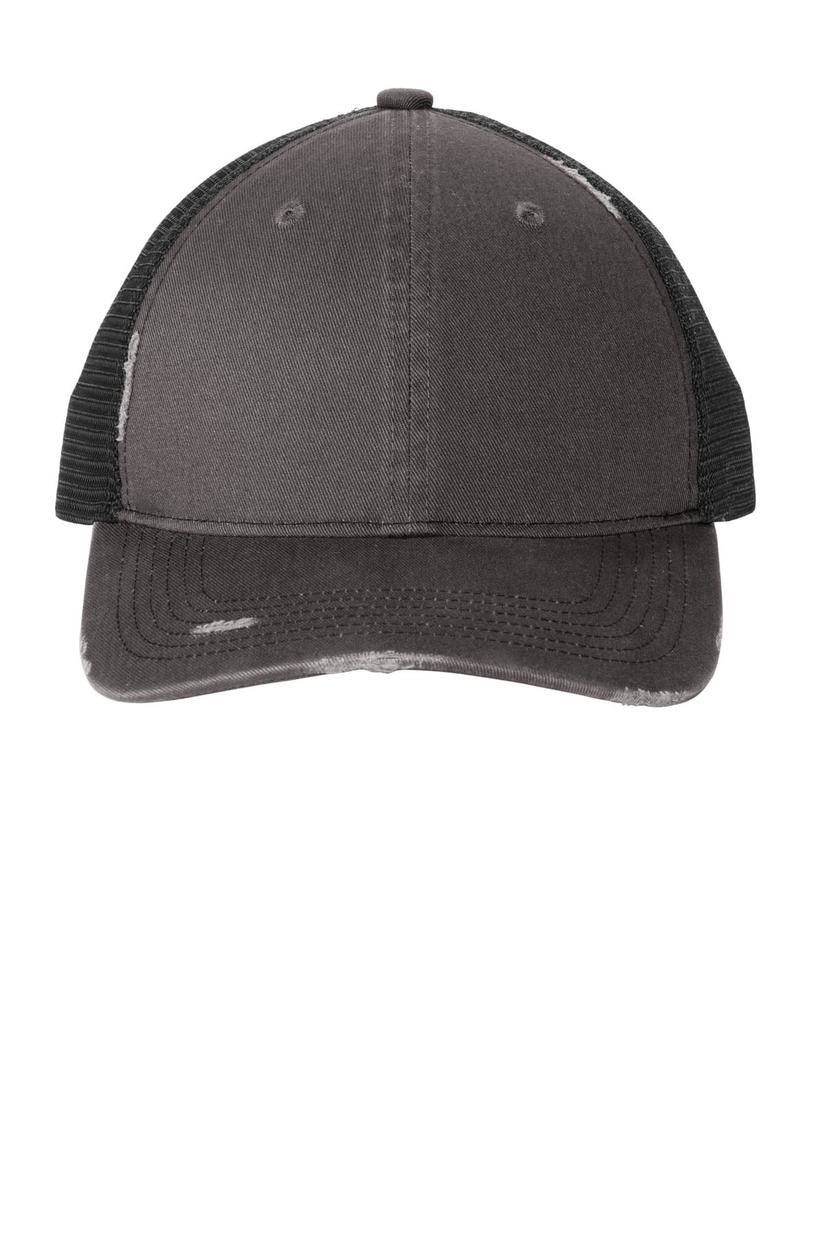 Port Authority ® Distressed Mesh Back Cap — Grey Steel/ Black