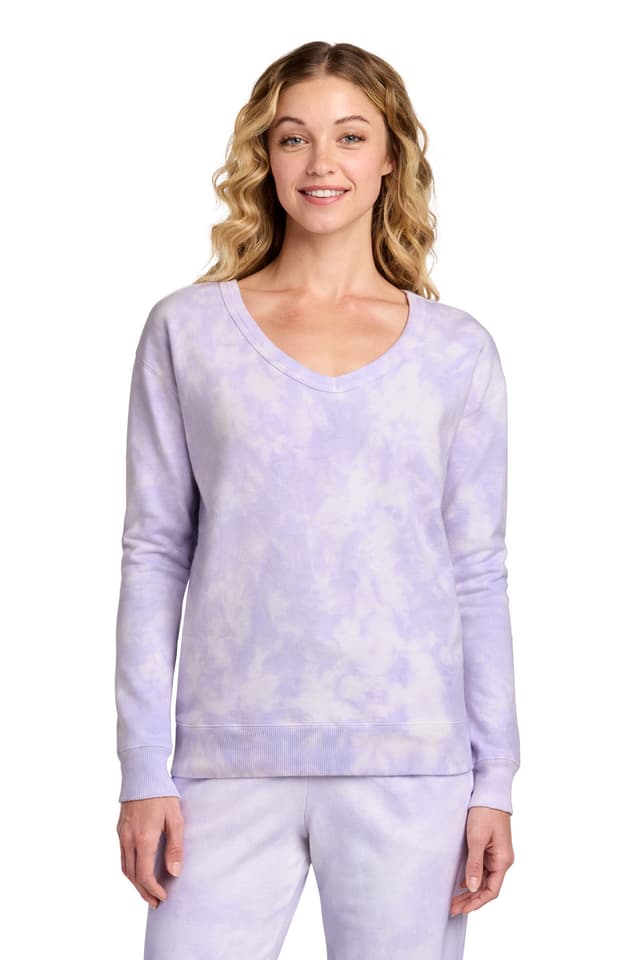 Port & Co  Women's Beach Wash ® Cloud Tie-Dye V-Neck Sweatshirt