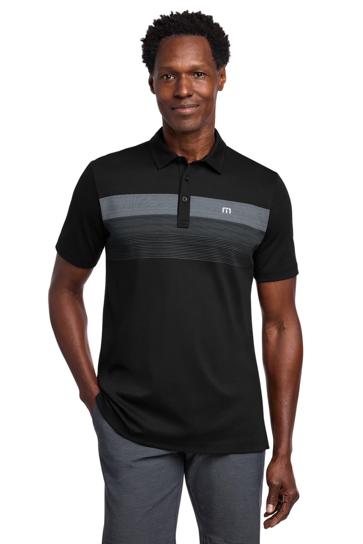 TravisMathew Coastal Chest Stripe Polo — Black