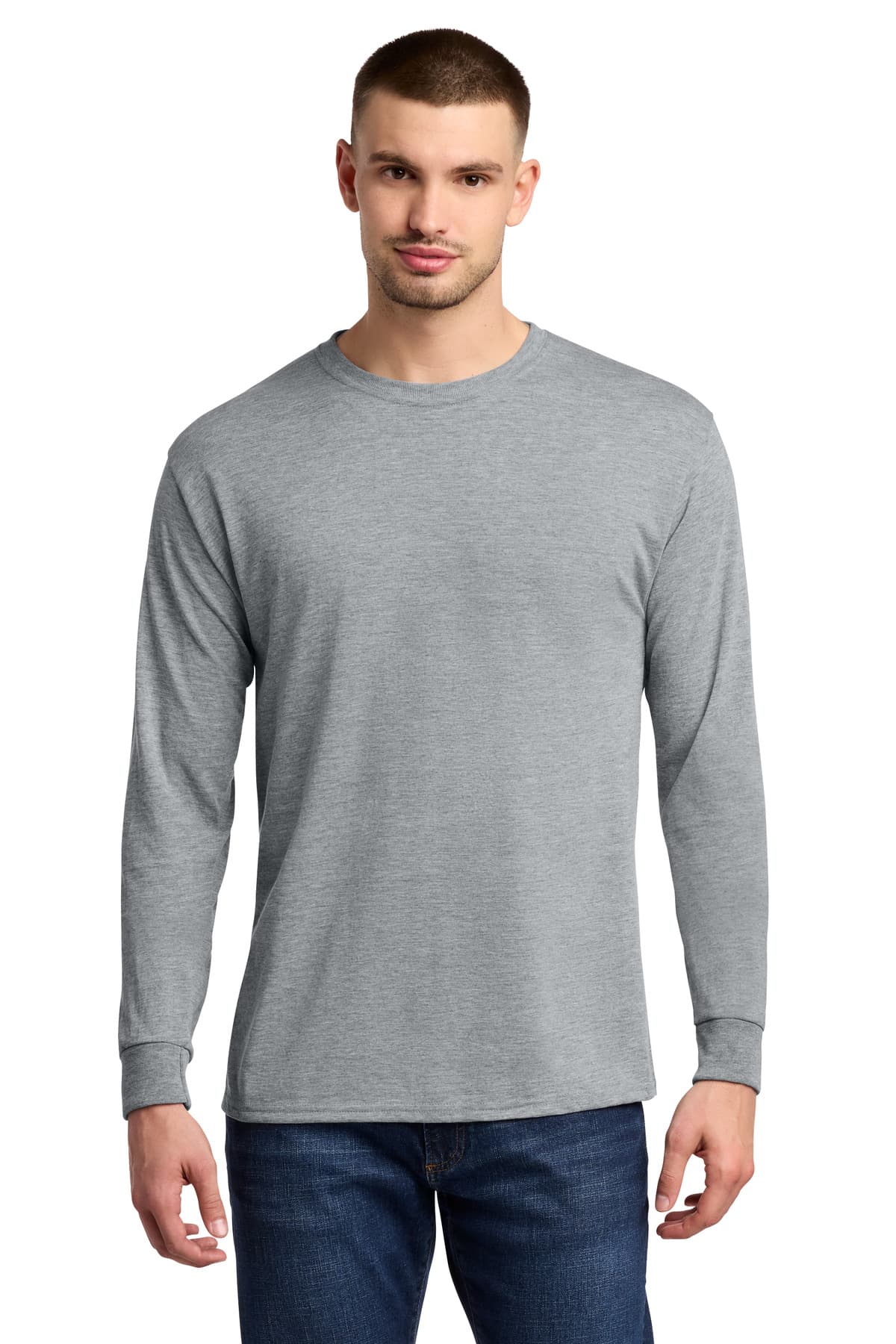 Jerzees ® Dri-Power ® 100% Polyester Long Sleeve T-Shirt — Athletic Heather