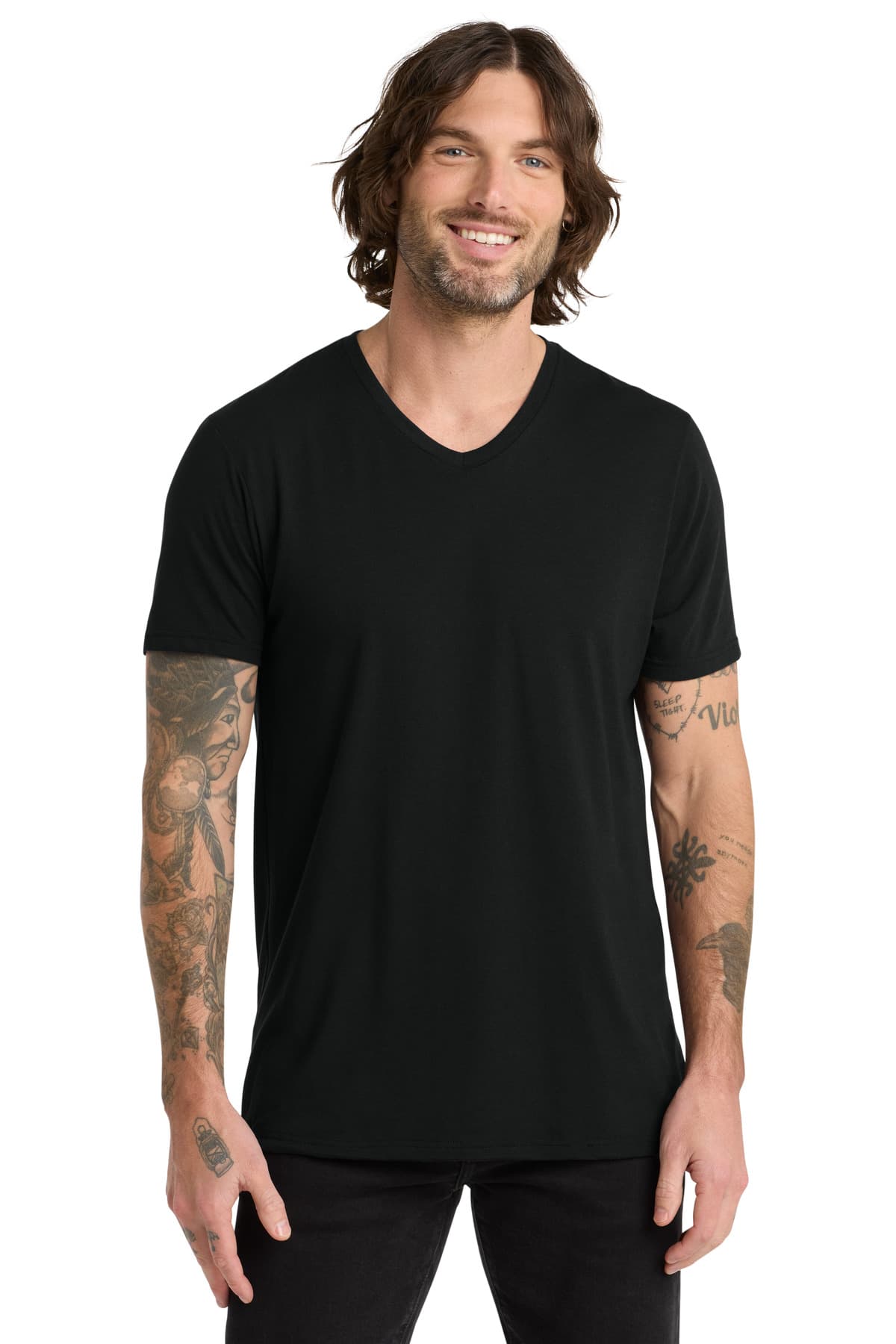 Allmade ® Unisex Tri-Blend V-Neck Tee — Deep Black